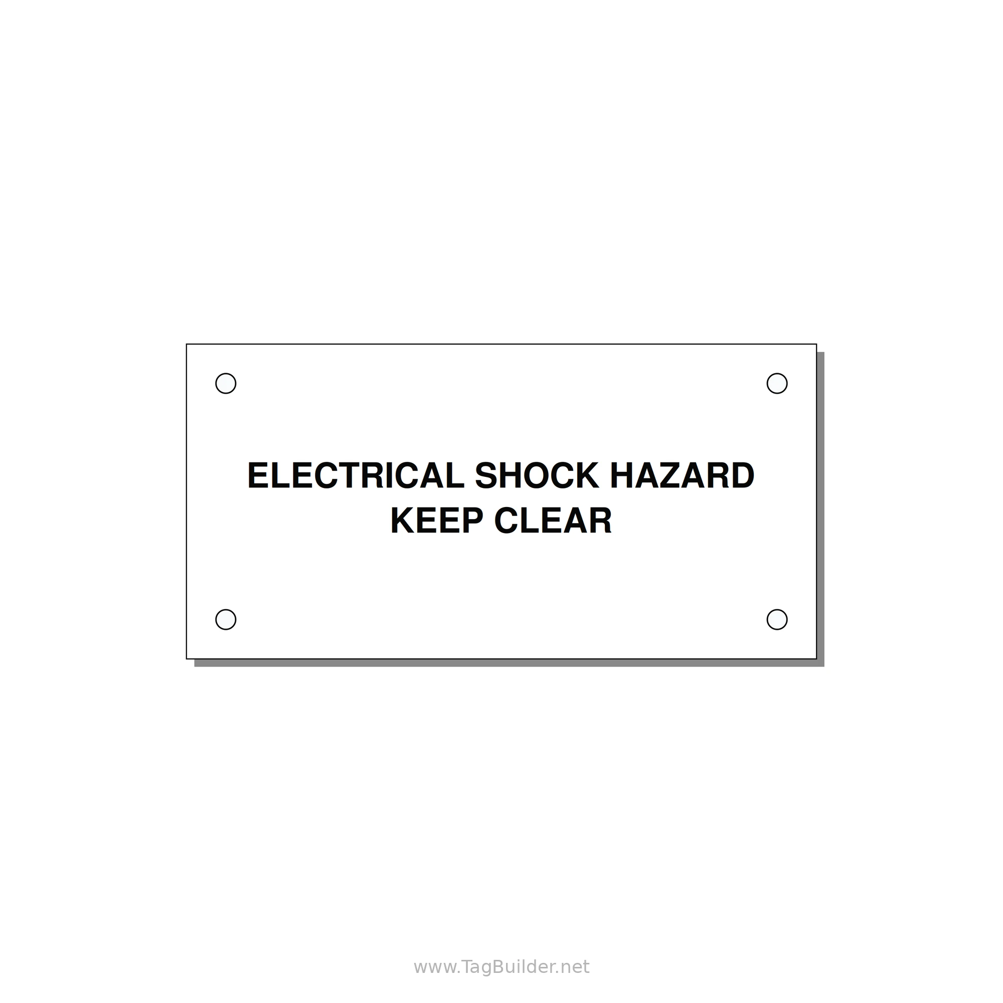 4.0x2.0" Electrical Safety Label - ELECTRICAL SHOCK HAZARD K — 4x2" Black on White, Holes