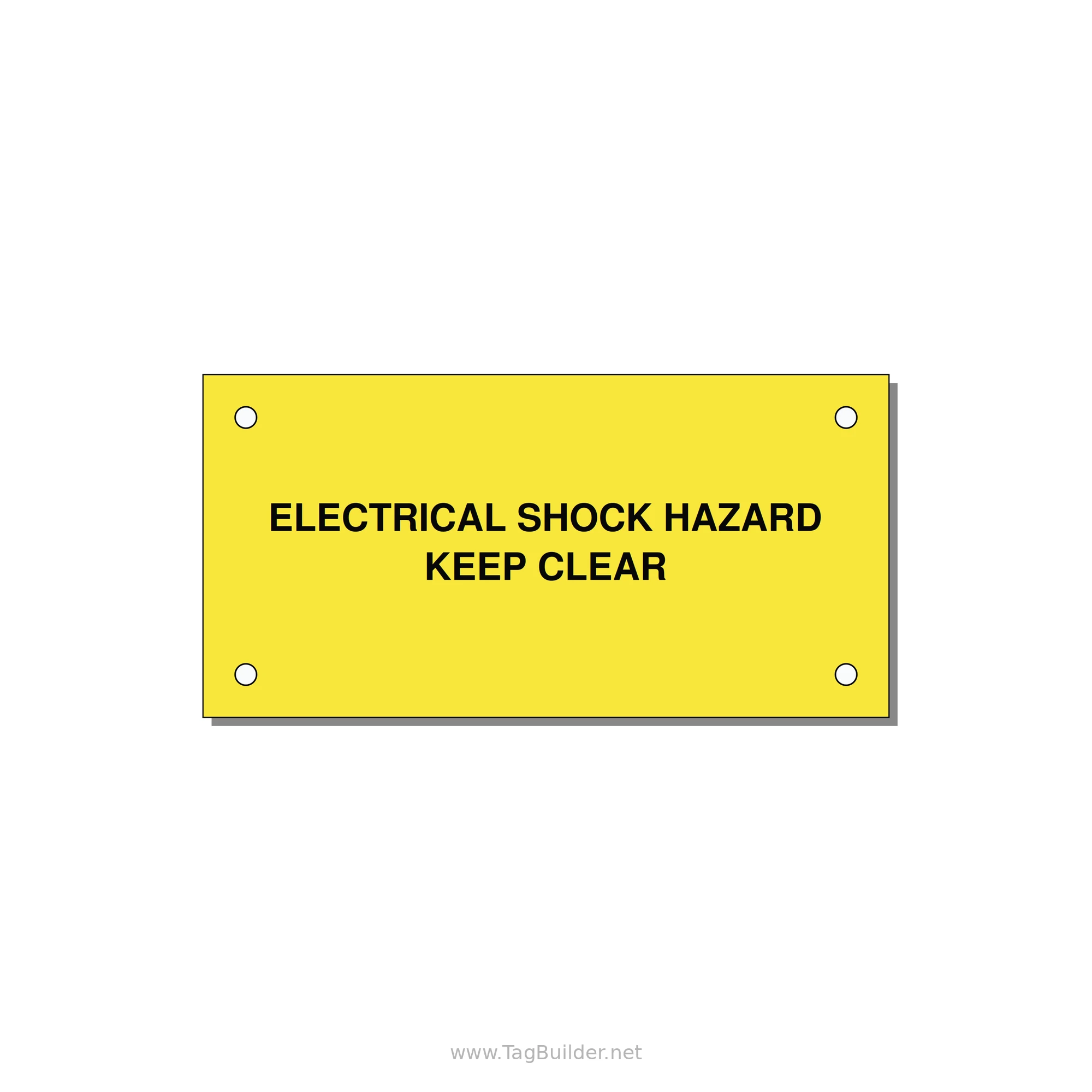 4.0x2.0" Electrical Safety Label - ELECTRICAL SHOCK HAZARD K — 4x2" Black on Yellow, Holes