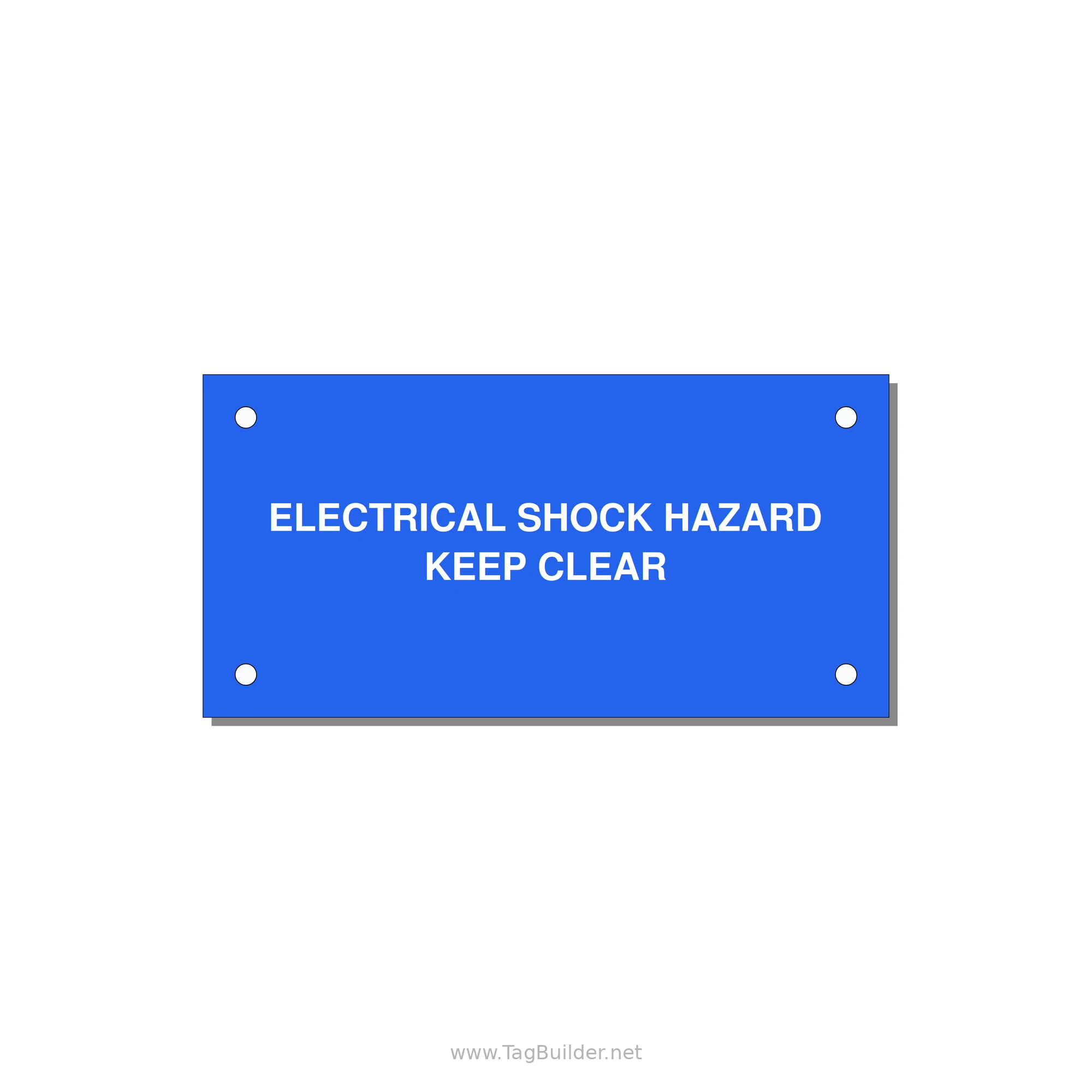 4.0x2.0" Electrical Safety Label - ELECTRICAL SHOCK HAZARD K — 4x2" White on Blue, Holes