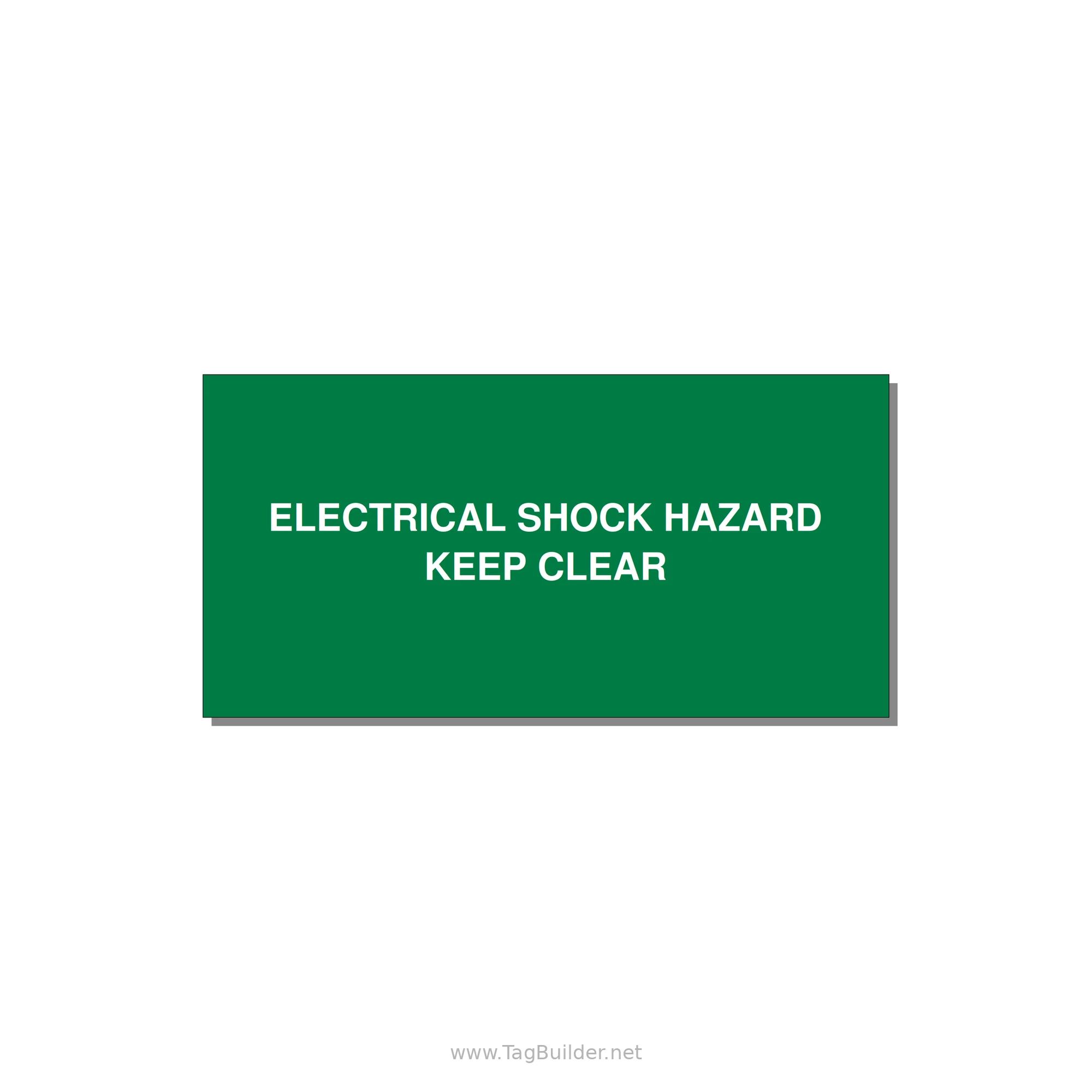 4.0x2.0" Electrical Safety Label - ELECTRICAL SHOCK HAZARD K — 4x2" White on Green, Adhesive