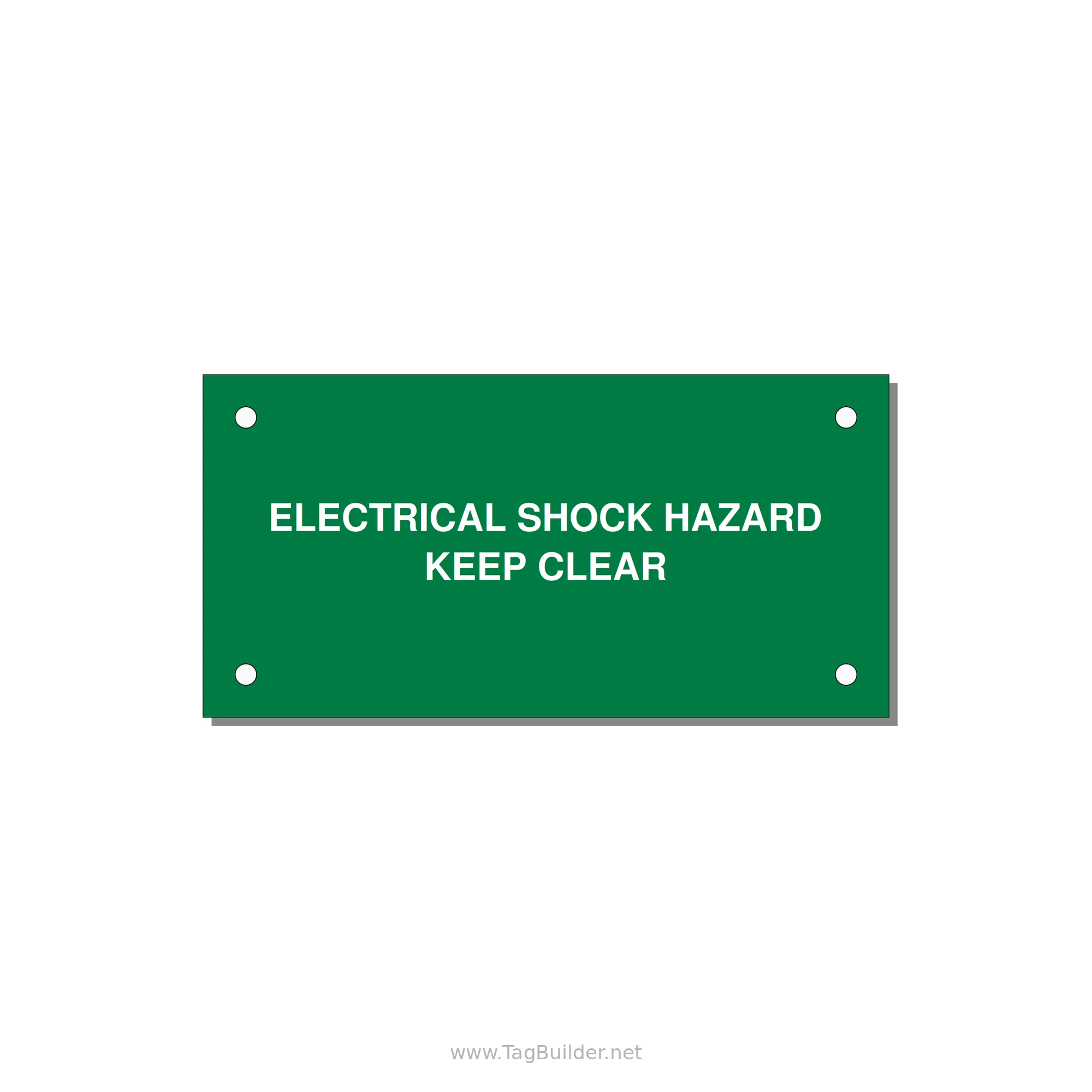 4.0x2.0" Electrical Safety Label - ELECTRICAL SHOCK HAZARD K — 4x2" White on Green, Holes