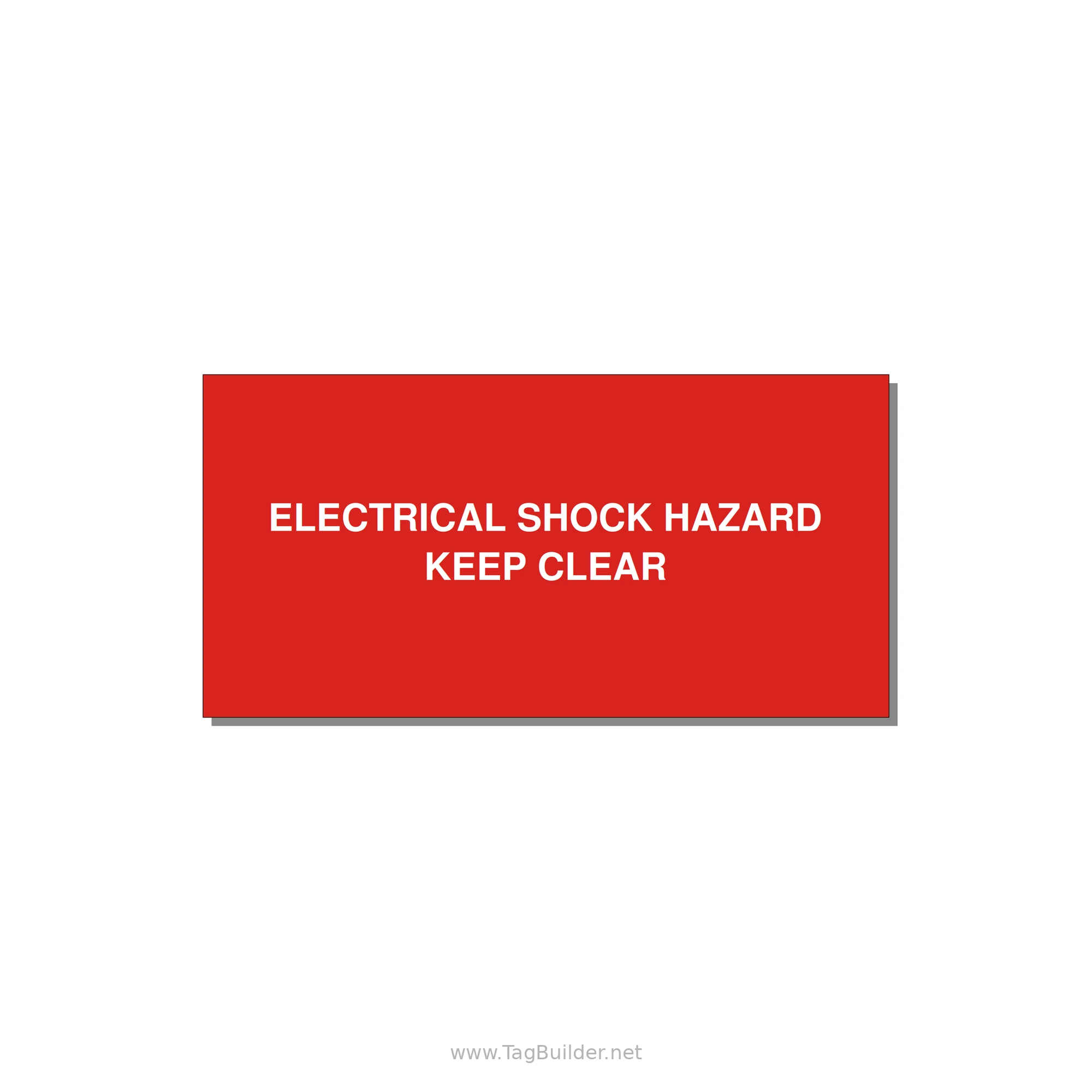 4.0x2.0" Electrical Safety Label - ELECTRICAL SHOCK HAZARD K — 4x2" White on Red, Adhesive
