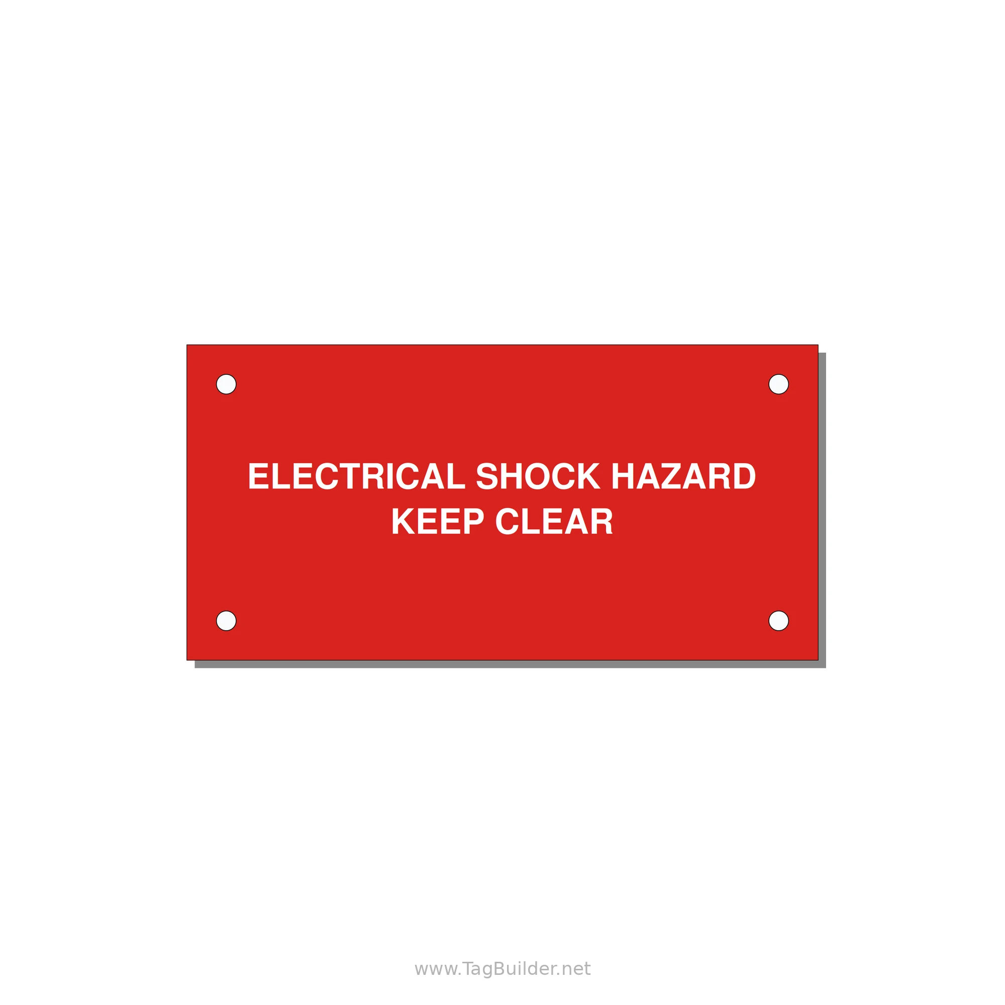 4.0x2.0" Electrical Safety Label - ELECTRICAL SHOCK HAZARD K — 4x2" White on Red, Holes