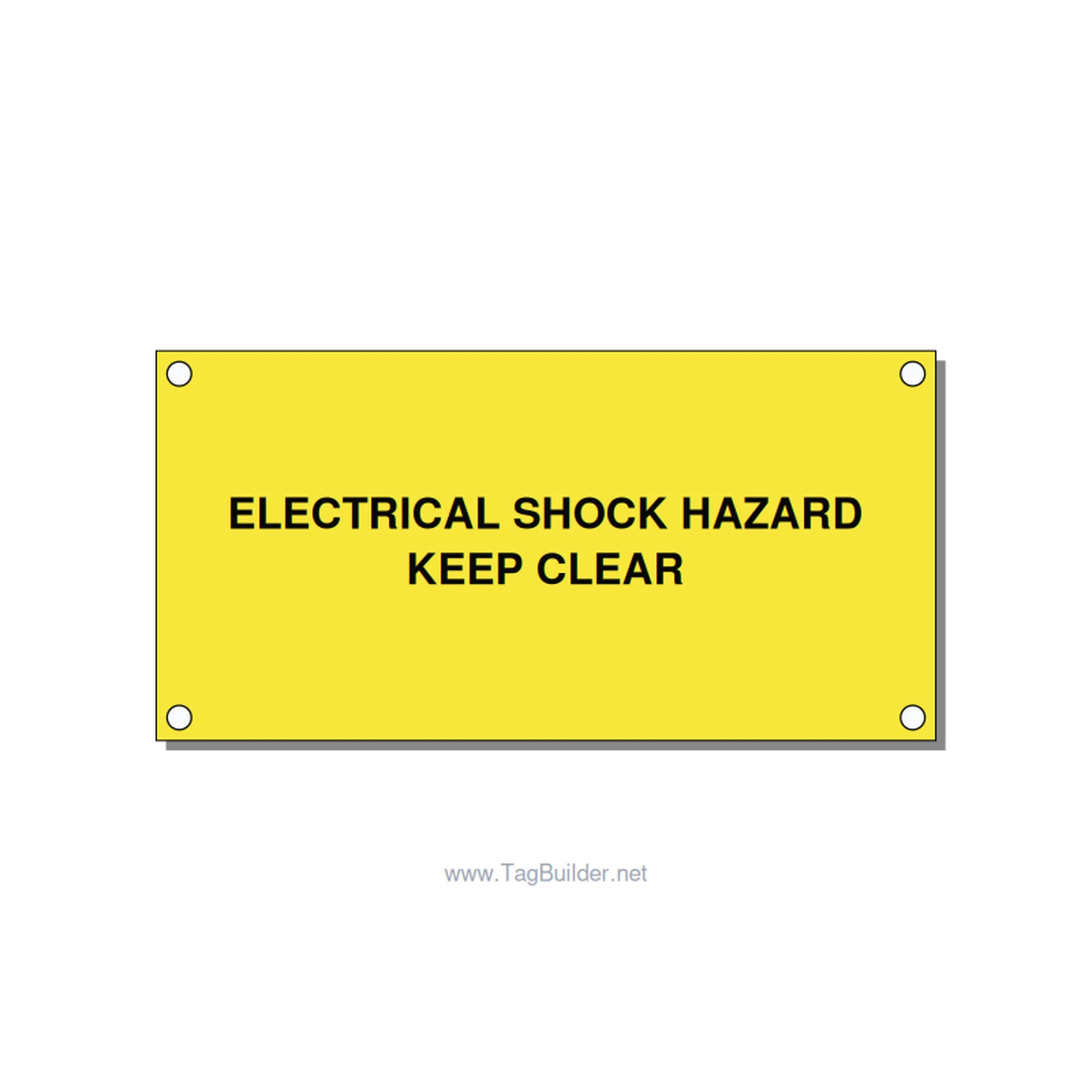 4.0x2.0" Electrical Safety Label - ELECTRICAL SHOCK HAZARD K, Black/Yellow, Hole