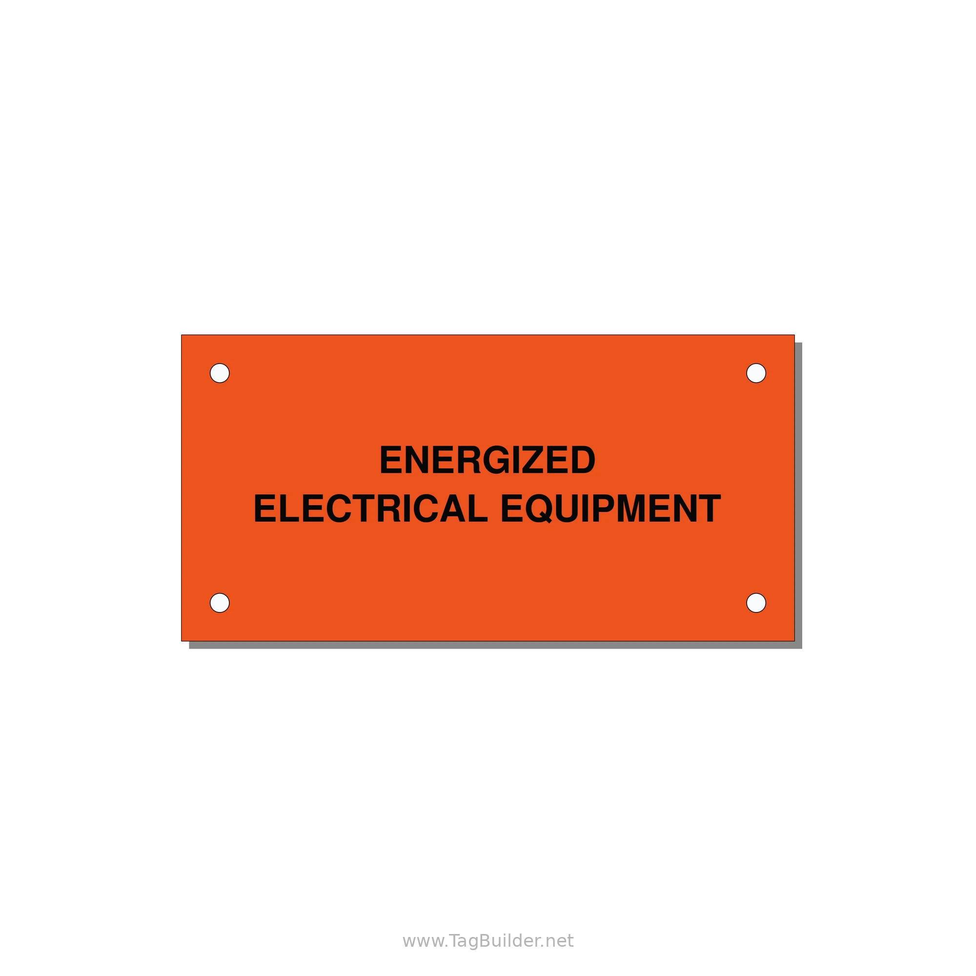 4.0x2.0" Electrical Safety Label - ENERGIZED ELECTRICAL EQUI — 4x2" Black on Orange, Holes