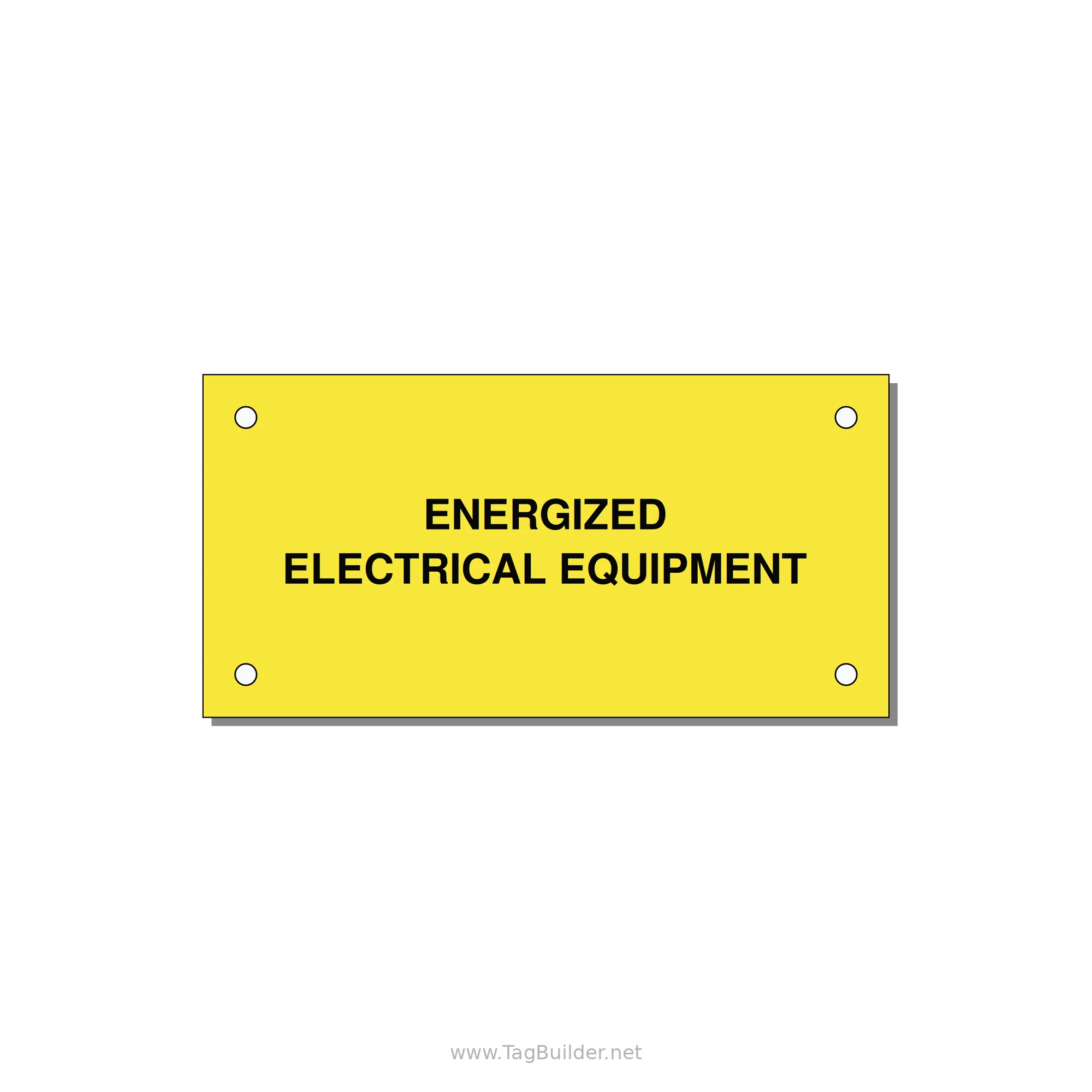 4.0x2.0" Electrical Safety Label - ENERGIZED ELECTRICAL EQUI — 4x2" Black on Yellow, Holes