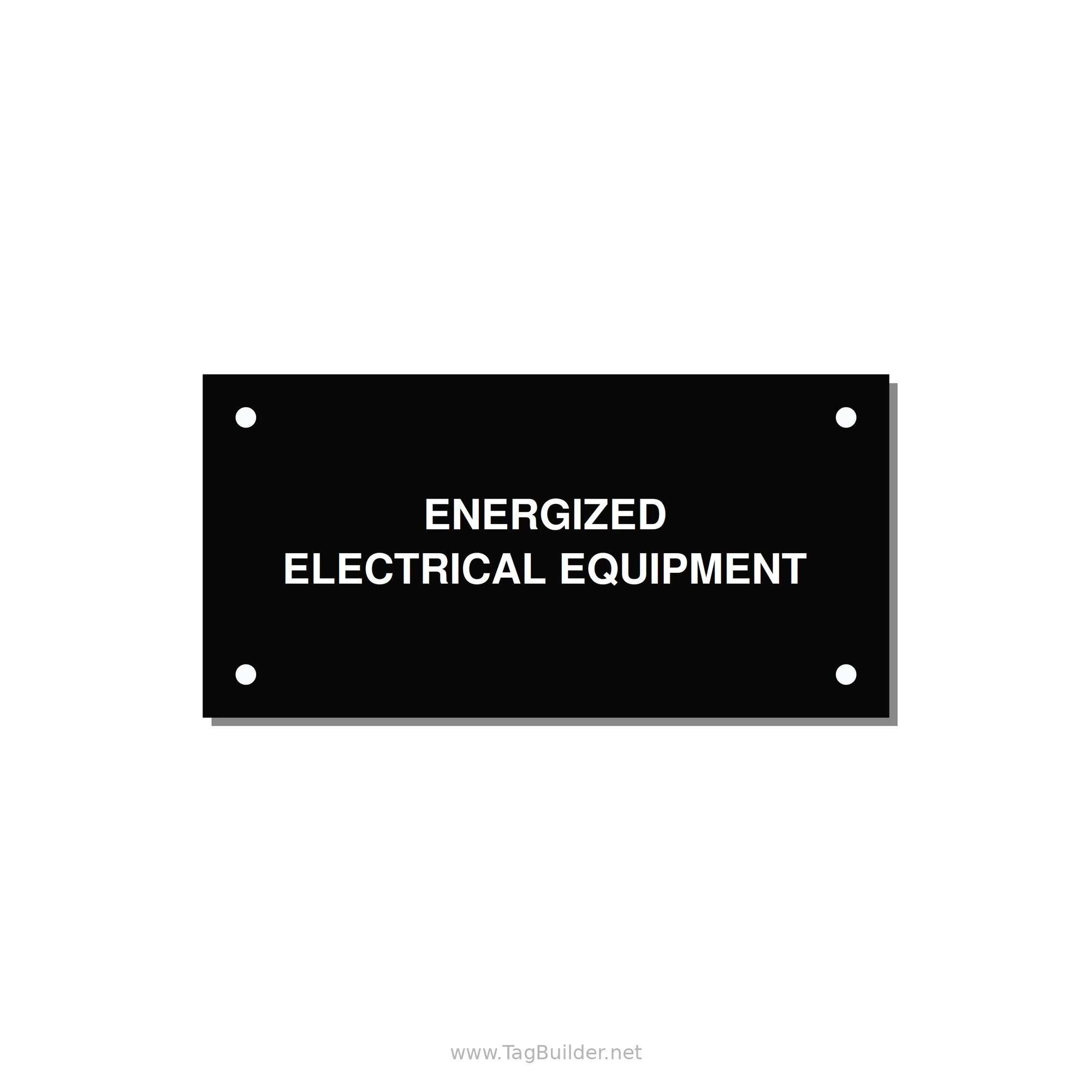 4.0x2.0" Electrical Safety Label - ENERGIZED ELECTRICAL EQUI — 4x2" White on Black, Holes