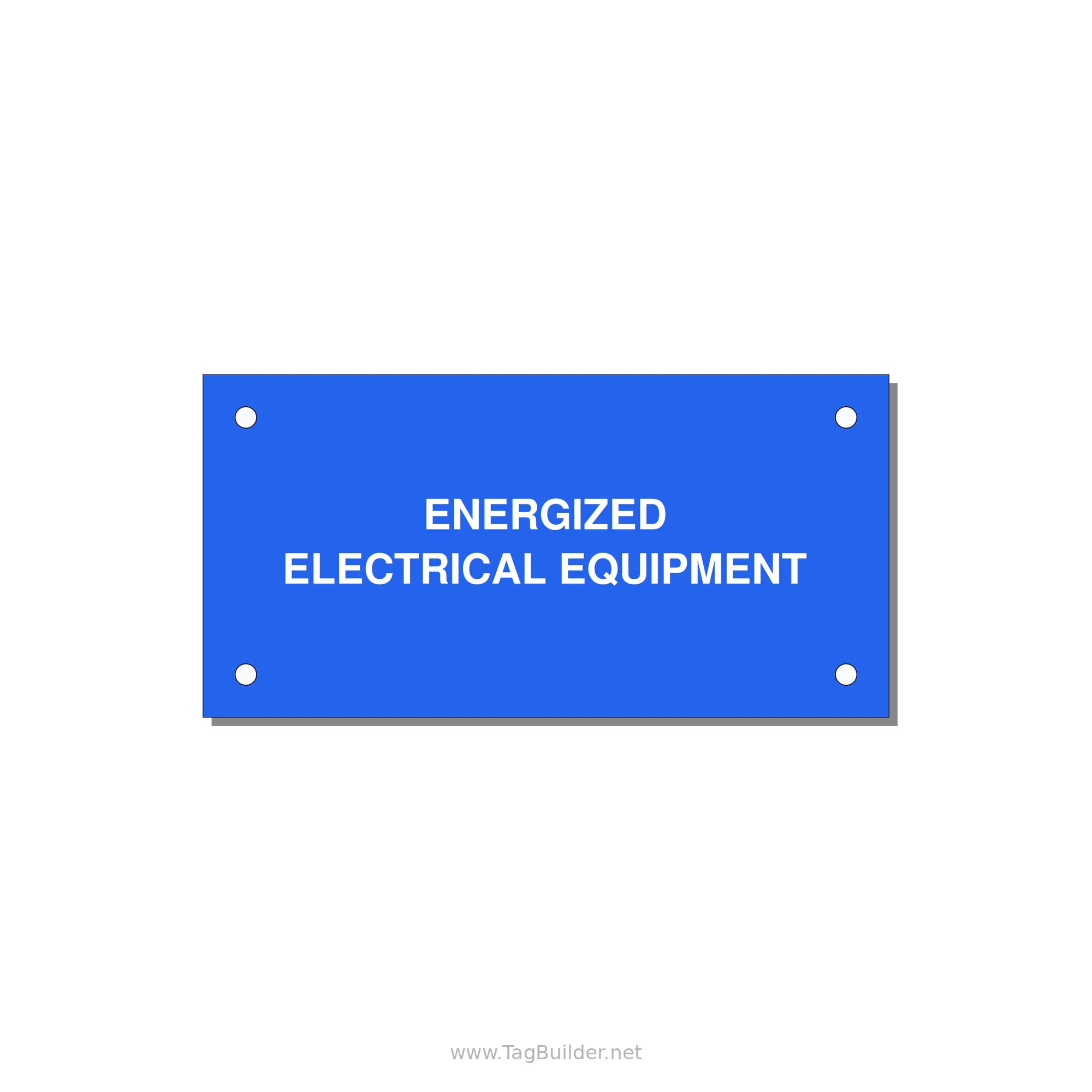 4.0x2.0" Electrical Safety Label - ENERGIZED ELECTRICAL EQUI — 4x2" White on Blue, Holes