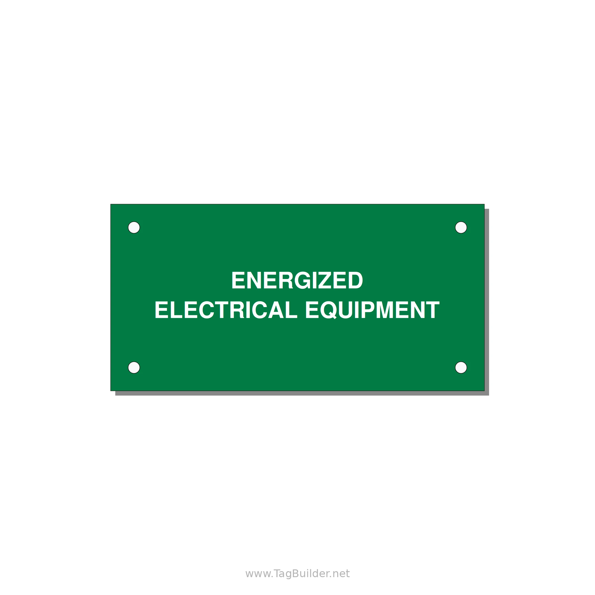 4.0x2.0" Electrical Safety Label - ENERGIZED ELECTRICAL EQUI — 4x2" White on Green, Holes