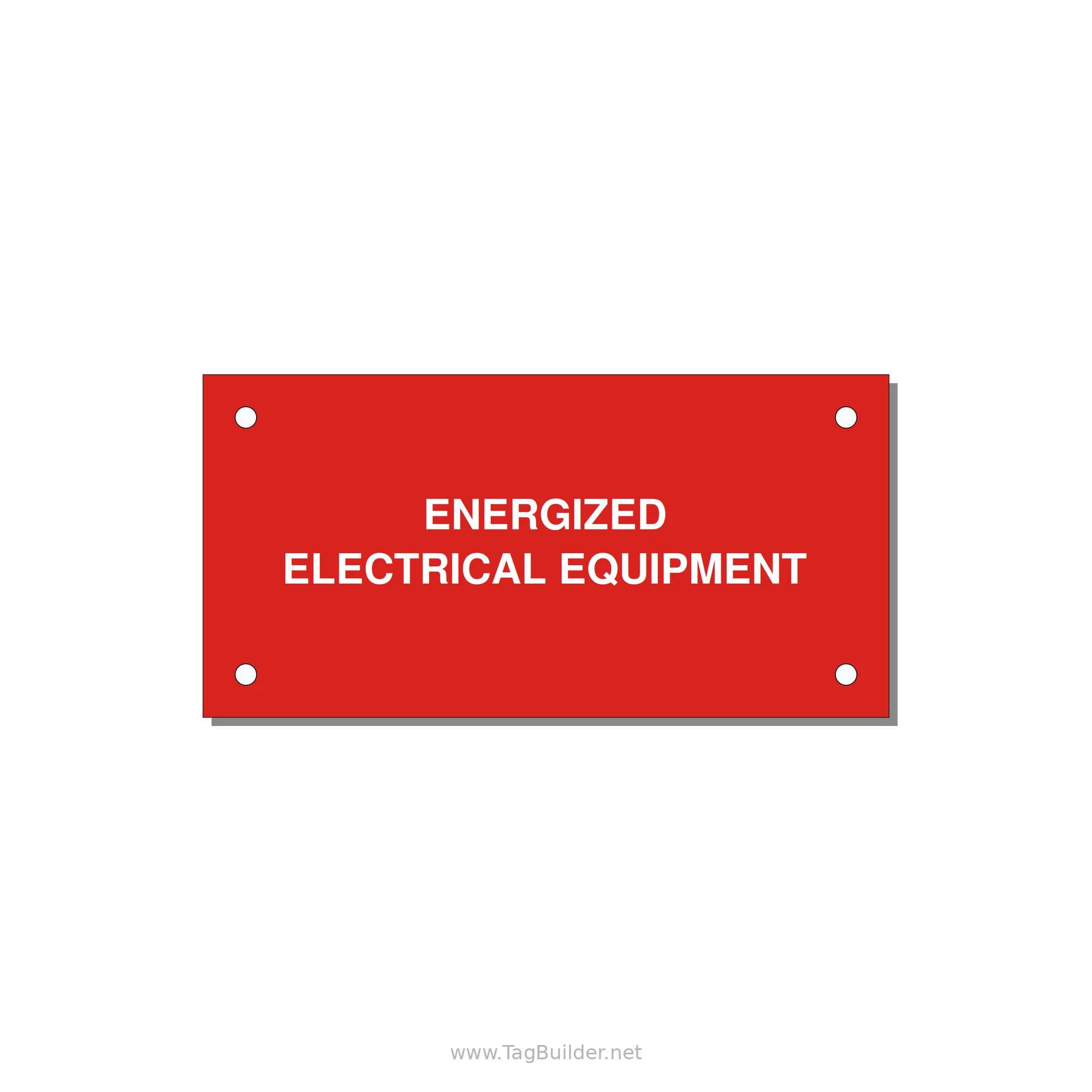 4.0x2.0" Electrical Safety Label - ENERGIZED ELECTRICAL EQUI — 4x2" White on Red, Holes