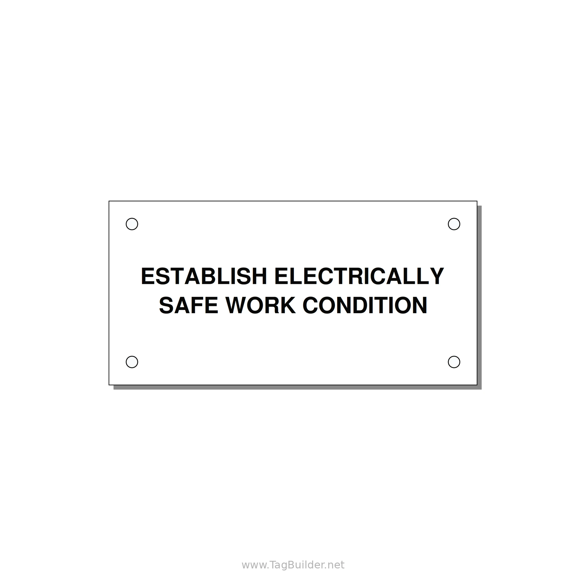 4.0x2.0" Electrical Safety Label - ESTABLISH ELECTRICALLY SA — 4x2" Black on White, Holes