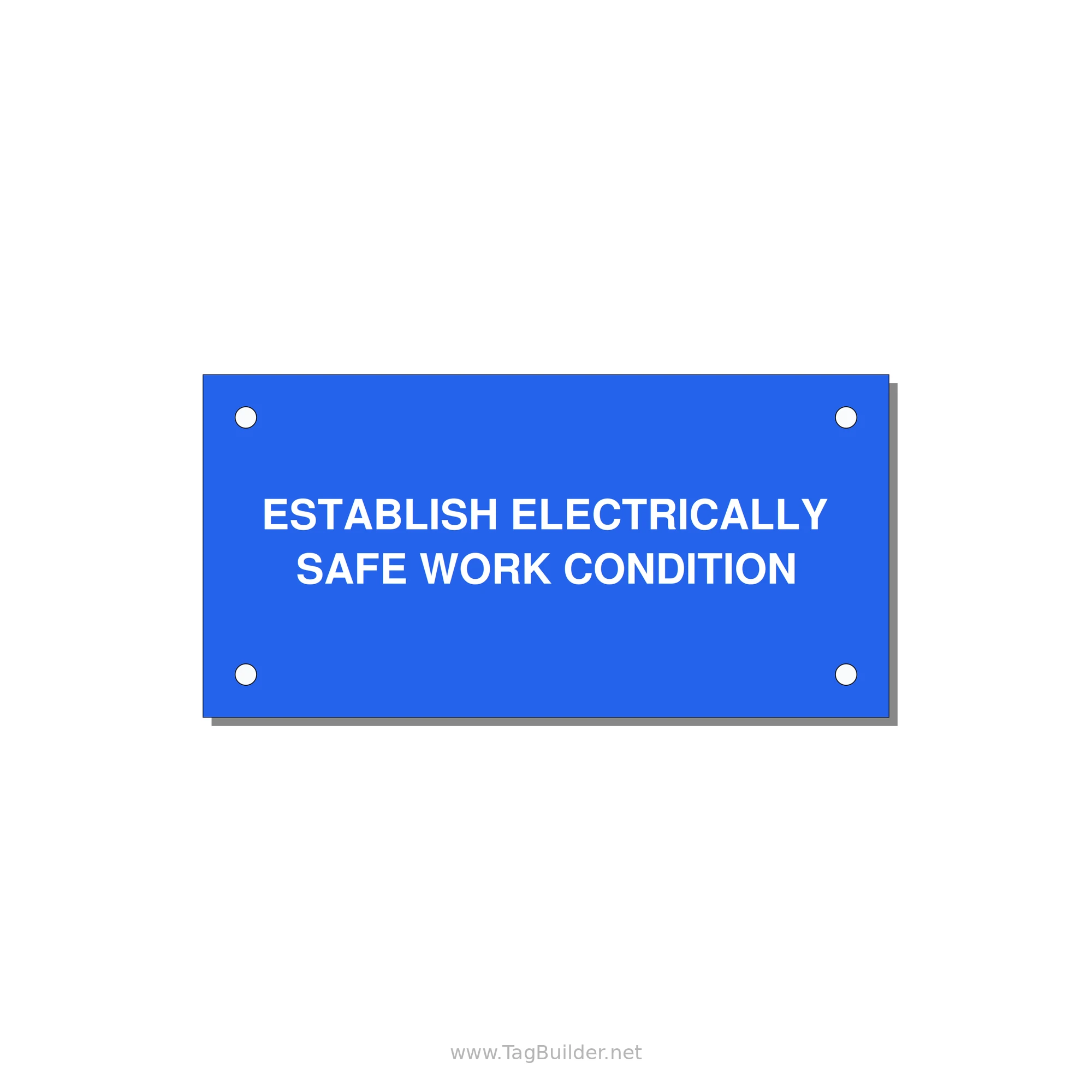 4.0x2.0" Electrical Safety Label - ESTABLISH ELECTRICALLY SA — 4x2" White on Blue, Holes