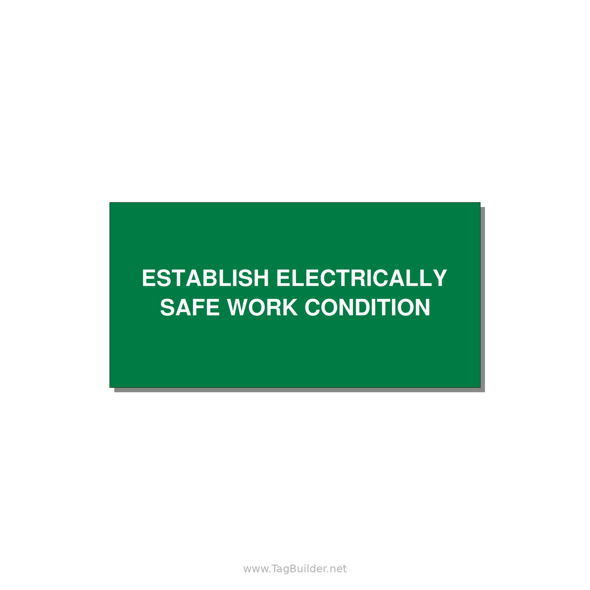 4.0x2.0" Electrical Safety Label - ESTABLISH ELECTRICALLY SA — 4x2" White on Green, Adhesive