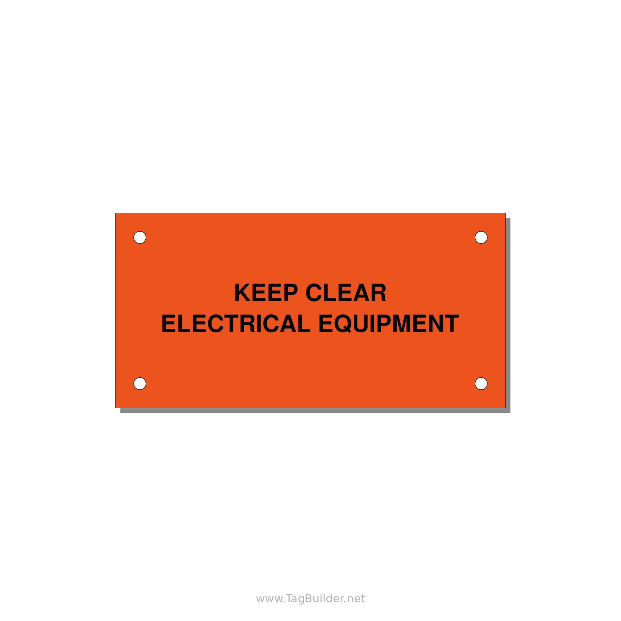 4.0x2.0" Electrical Safety Label - KEEP CLEAR ELECTRICAL EQU — 4x2" Black on Orange, Holes