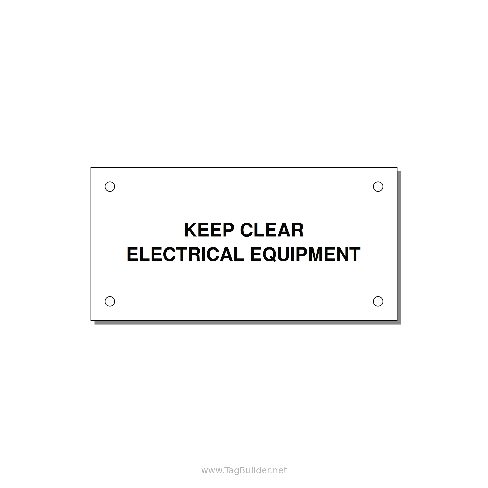 4.0x2.0" Electrical Safety Label - KEEP CLEAR ELECTRICAL EQU — 4x2" Black on White, Holes