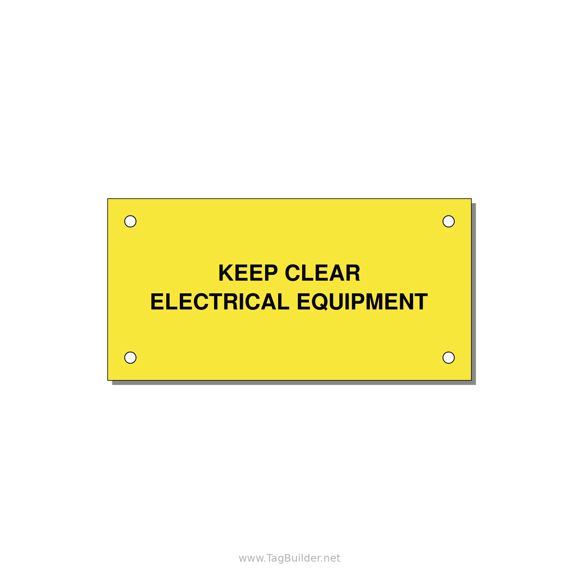 4.0x2.0" Electrical Safety Label - KEEP CLEAR ELECTRICAL EQU — 4x2" Black on Yellow, Holes