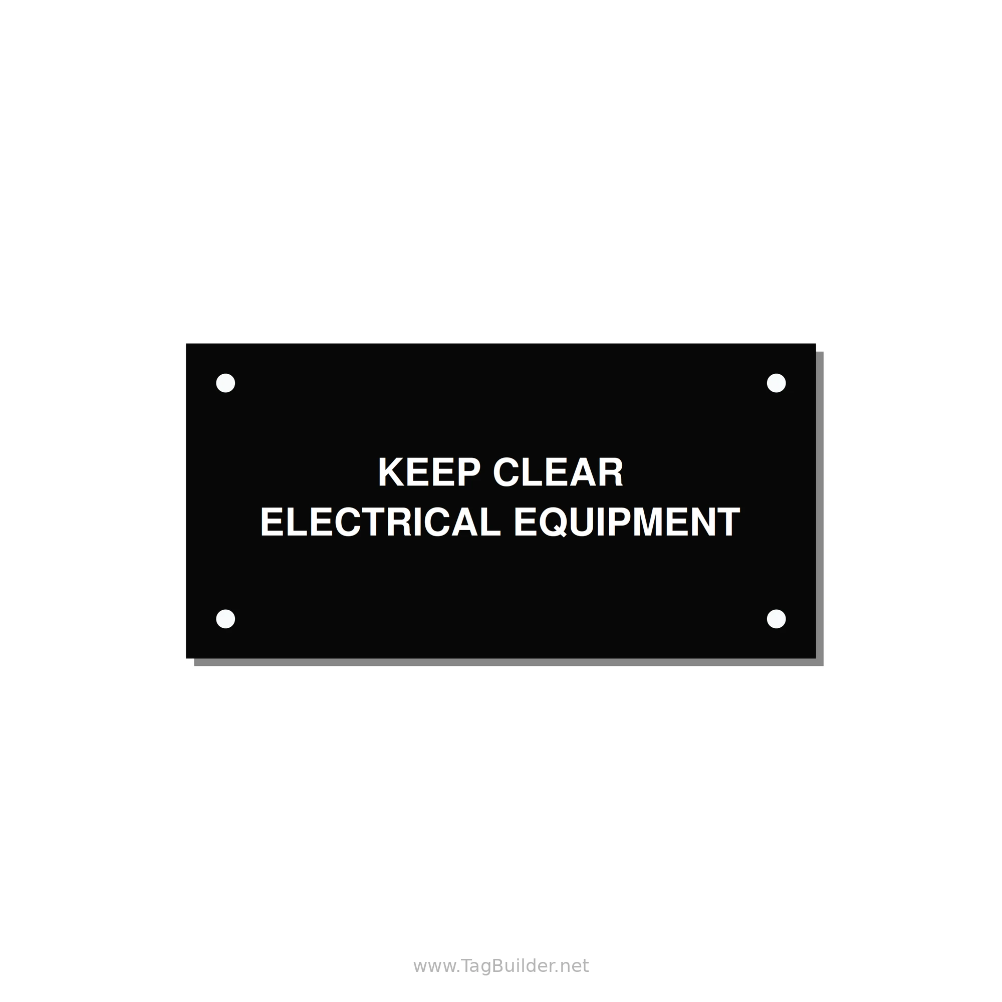 4.0x2.0" Electrical Safety Label - KEEP CLEAR ELECTRICAL EQU — 4x2" White on Black, Holes
