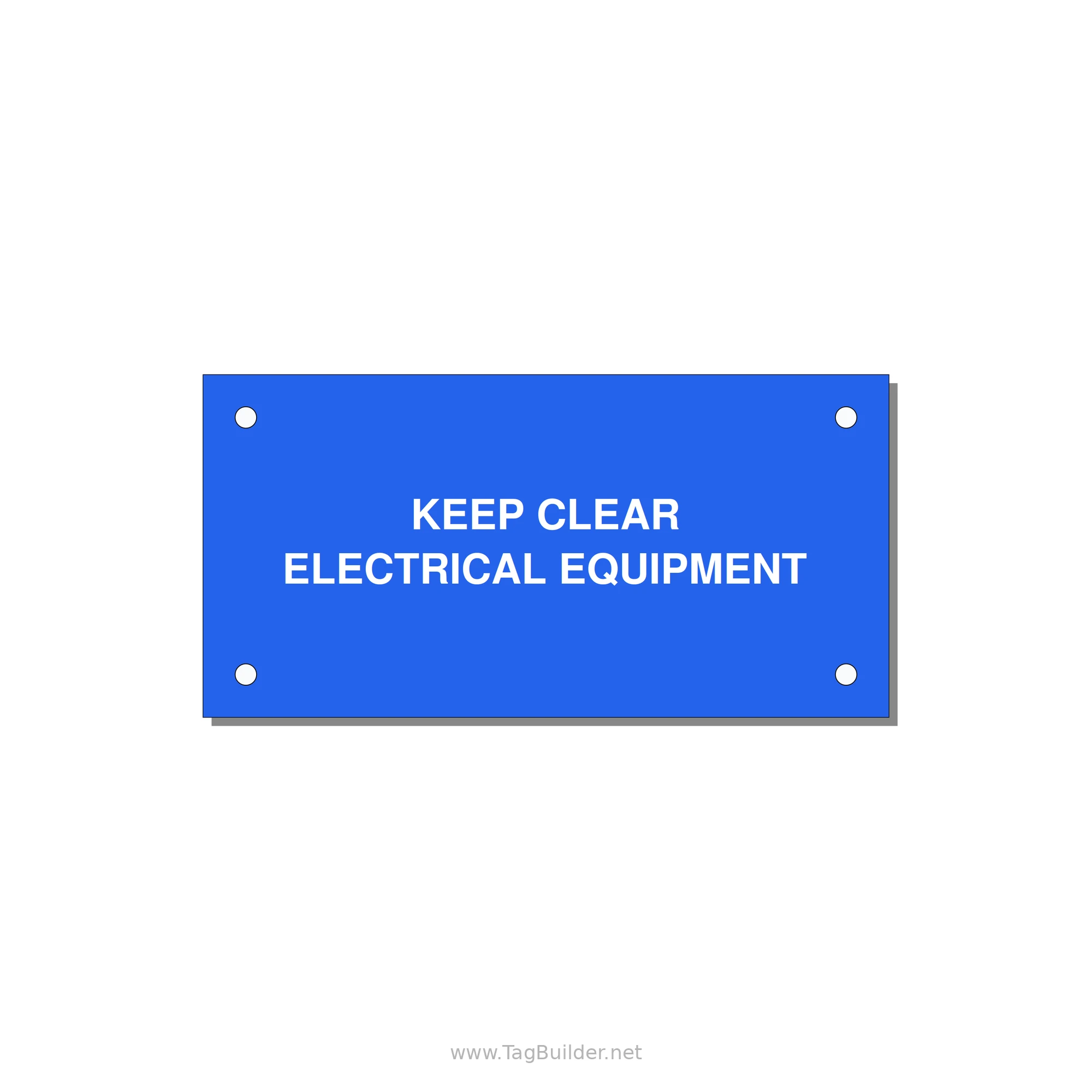 4.0x2.0" Electrical Safety Label - KEEP CLEAR ELECTRICAL EQU — 4x2" White on Blue, Holes