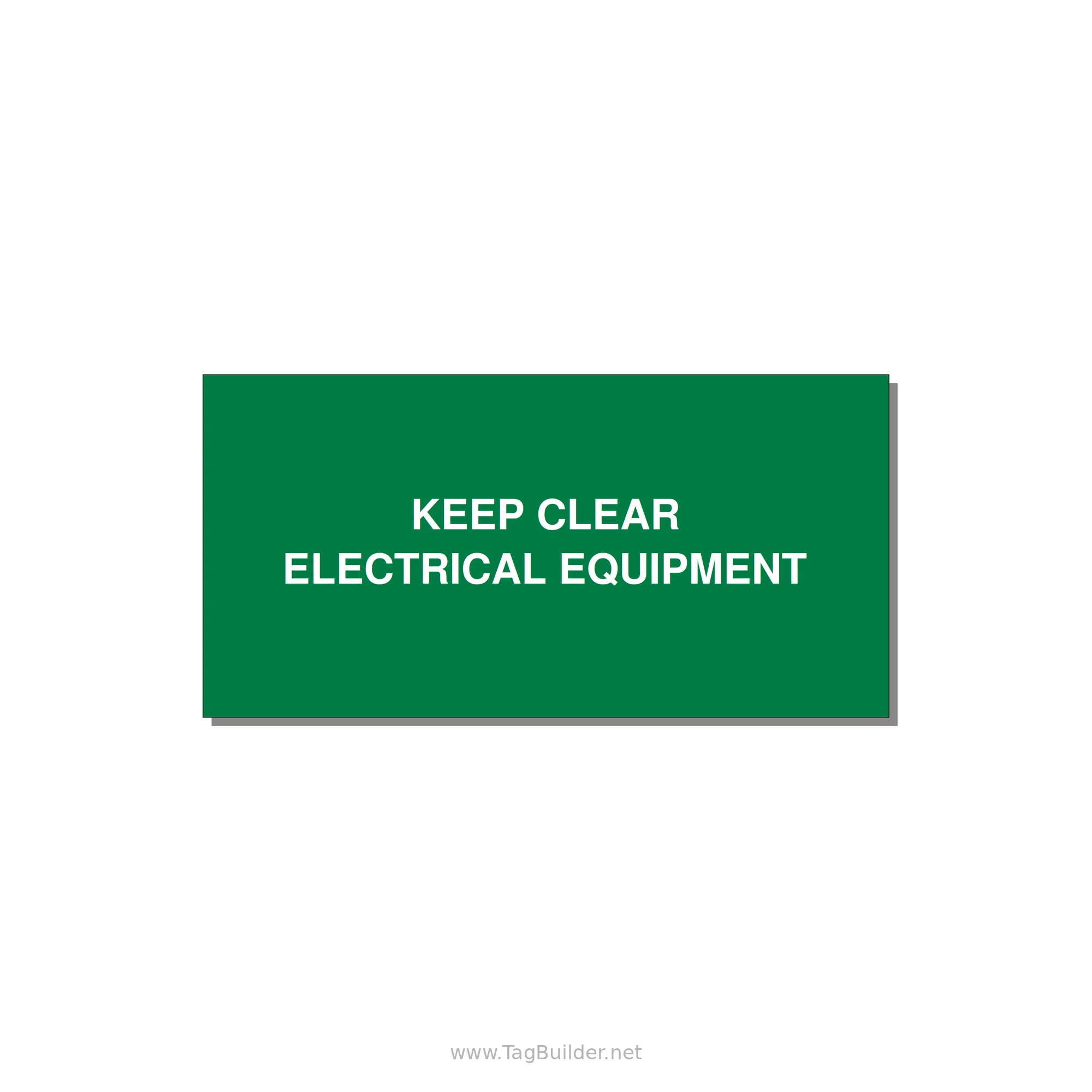 4.0x2.0" Electrical Safety Label - KEEP CLEAR ELECTRICAL EQU — 4x2" White on Green, Adhesive