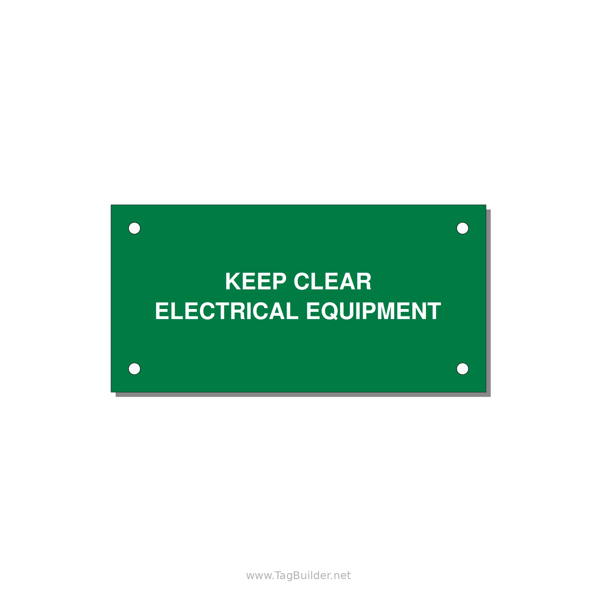 4.0x2.0" Electrical Safety Label - KEEP CLEAR ELECTRICAL EQU — 4x2" White on Green, Holes