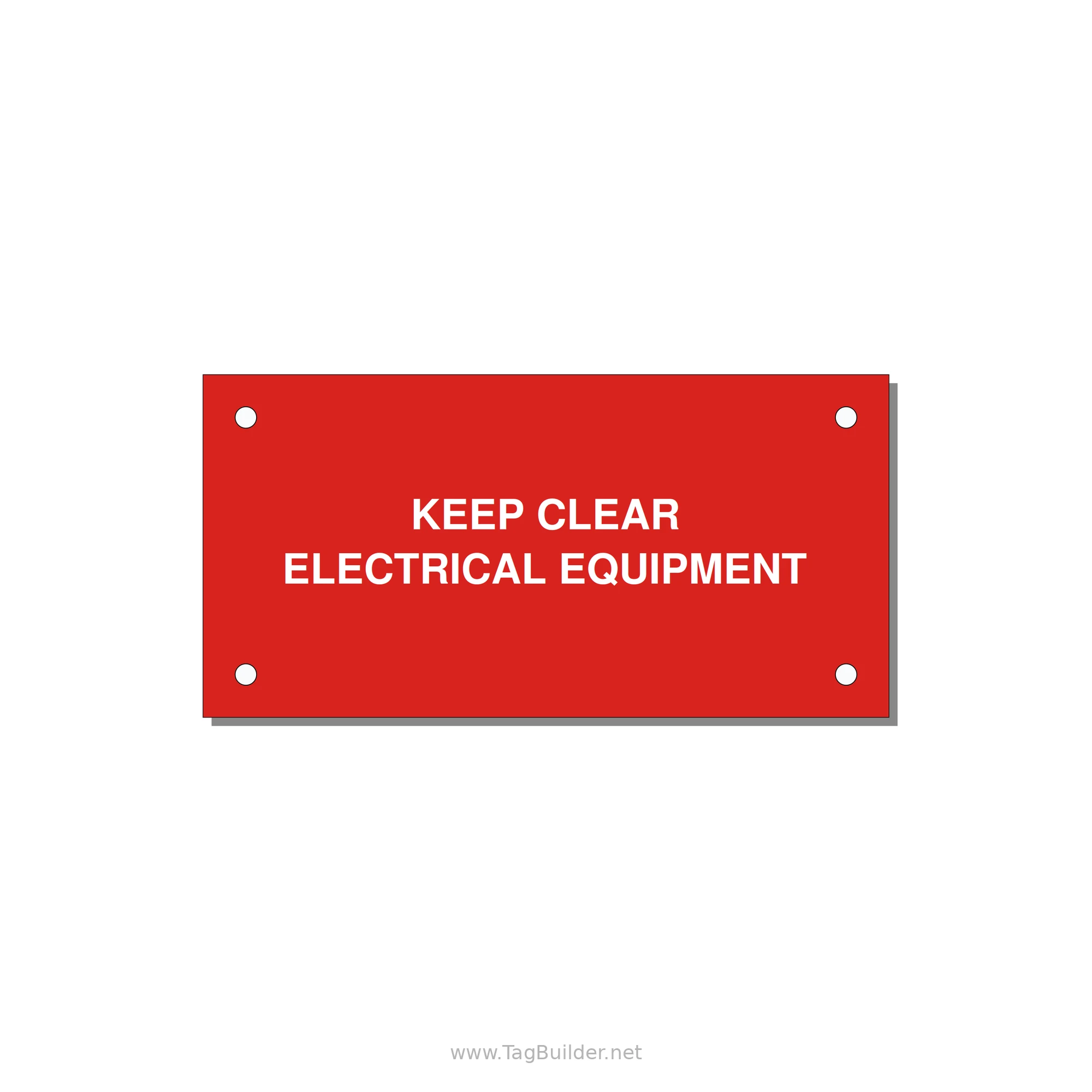 4.0x2.0" Electrical Safety Label - KEEP CLEAR ELECTRICAL EQU — 4x2" White on Red, Holes
