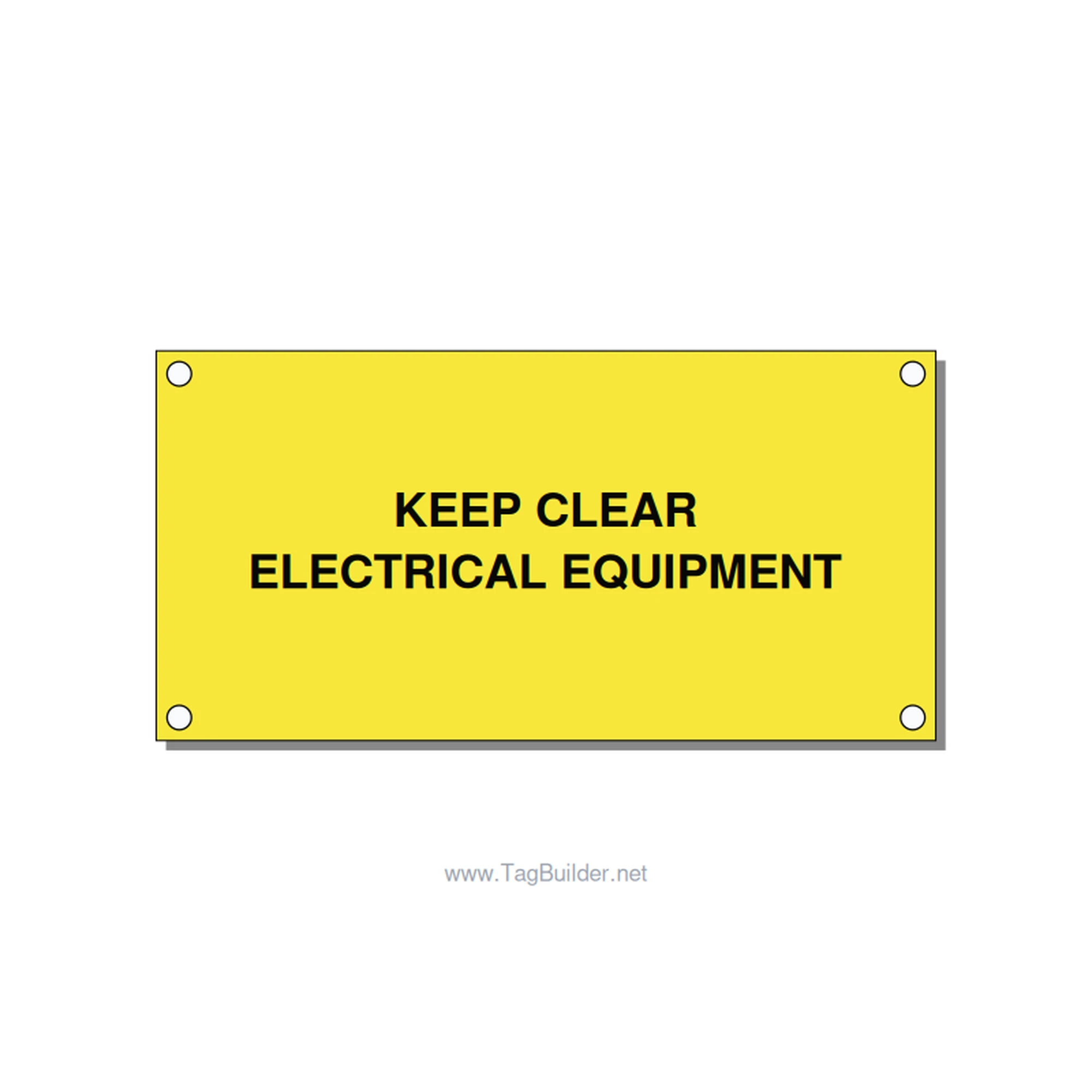 4.0x2.0" Electrical Safety Label - KEEP CLEAR ELECTRICAL EQU, Black/Yellow, Hole