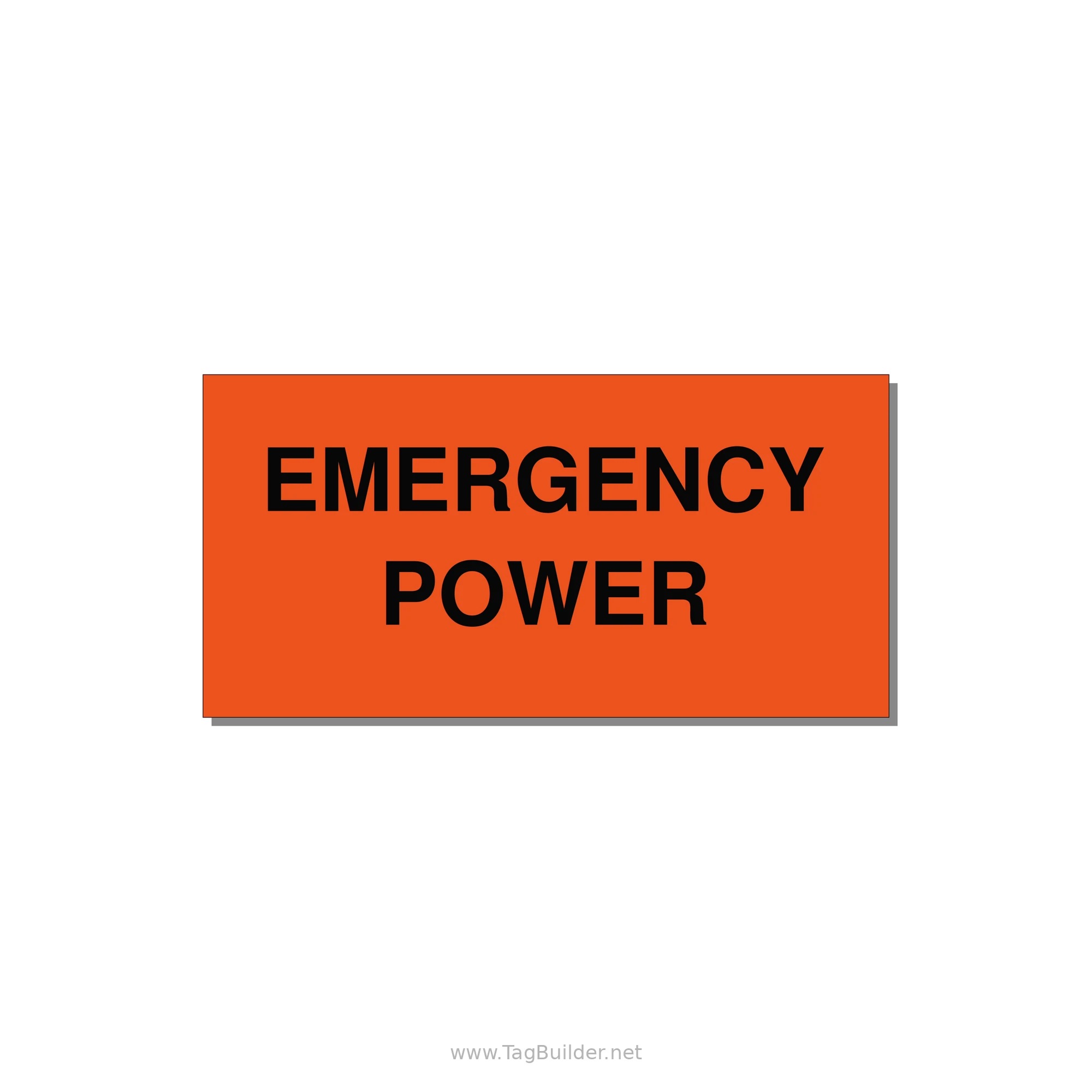4.0x2.0" Emergency Safety Label - EMERGENCY POWER — 4x2" Black on Orange, Adhesive