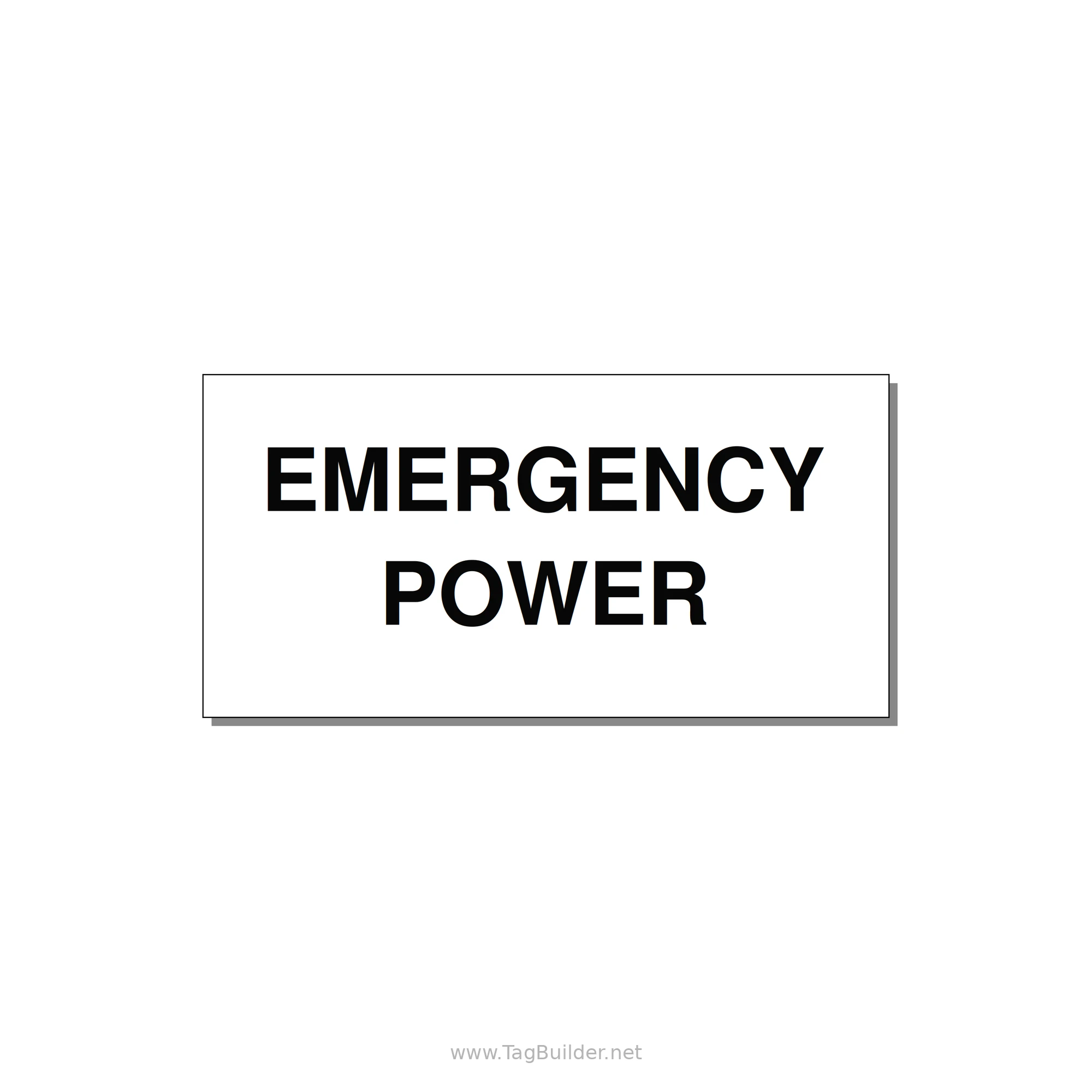 4.0x2.0" Emergency Safety Label - EMERGENCY POWER — 4x2" Black on White, Adhesive