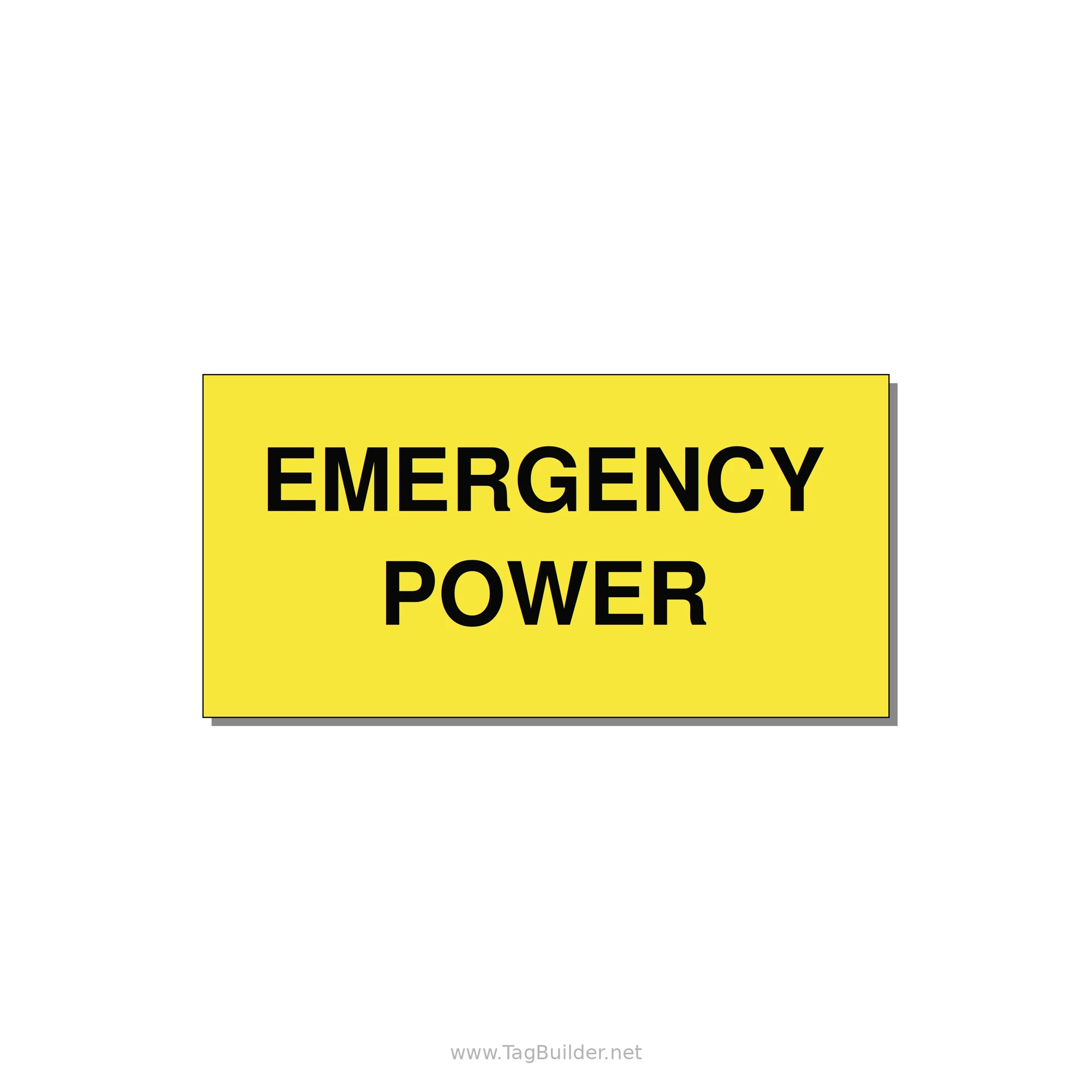 4.0x2.0" Emergency Safety Label - EMERGENCY POWER — 4x2" Black on Yellow, Adhesive