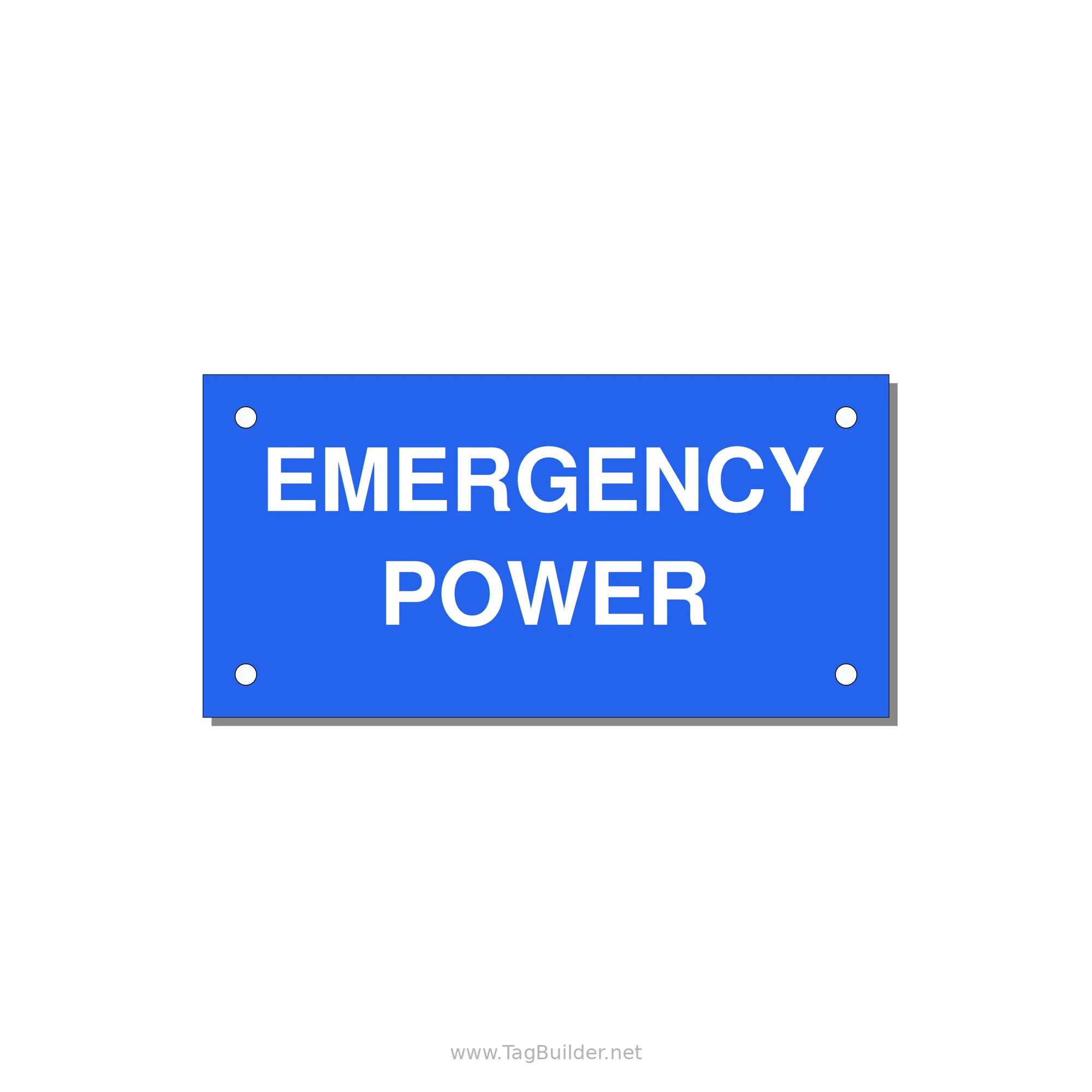 4.0x2.0" Emergency Safety Label - EMERGENCY POWER — 4x2" White on Blue, Holes