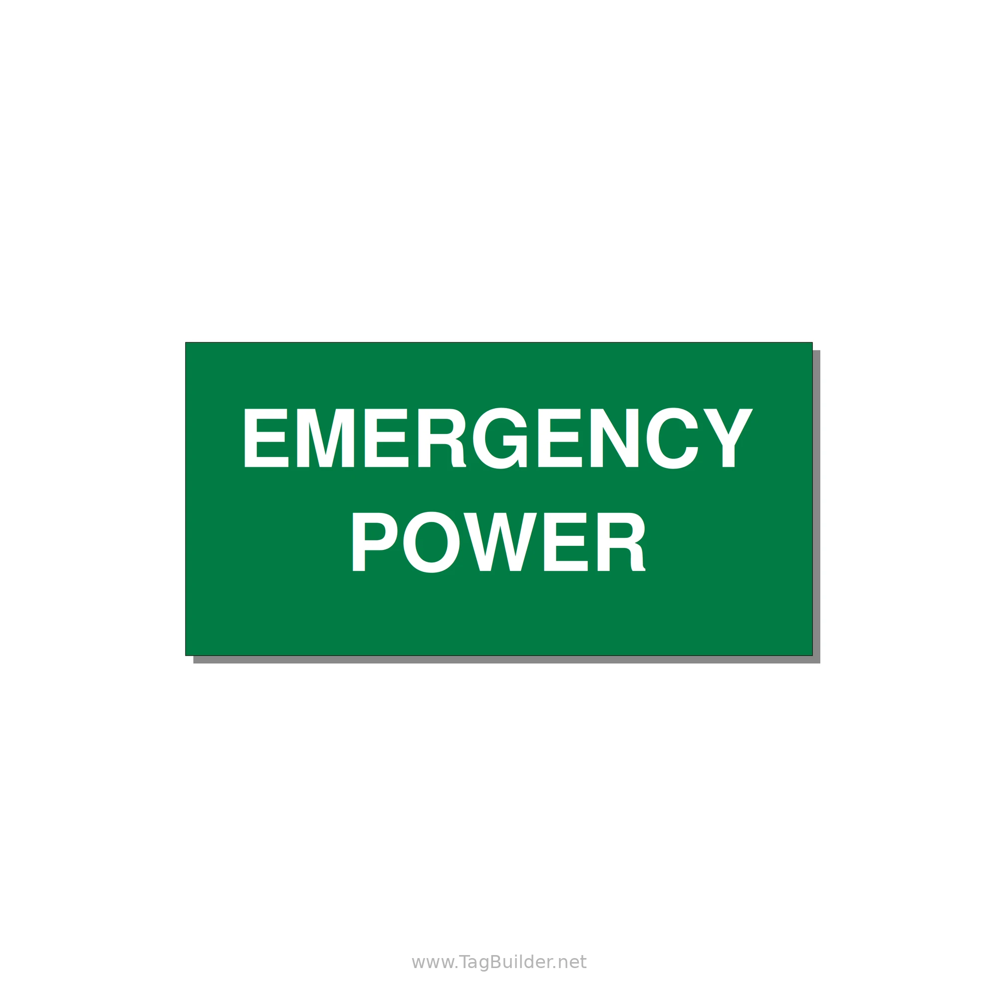 4.0x2.0" Emergency Safety Label - EMERGENCY POWER — 4x2" White on Green, Adhesive