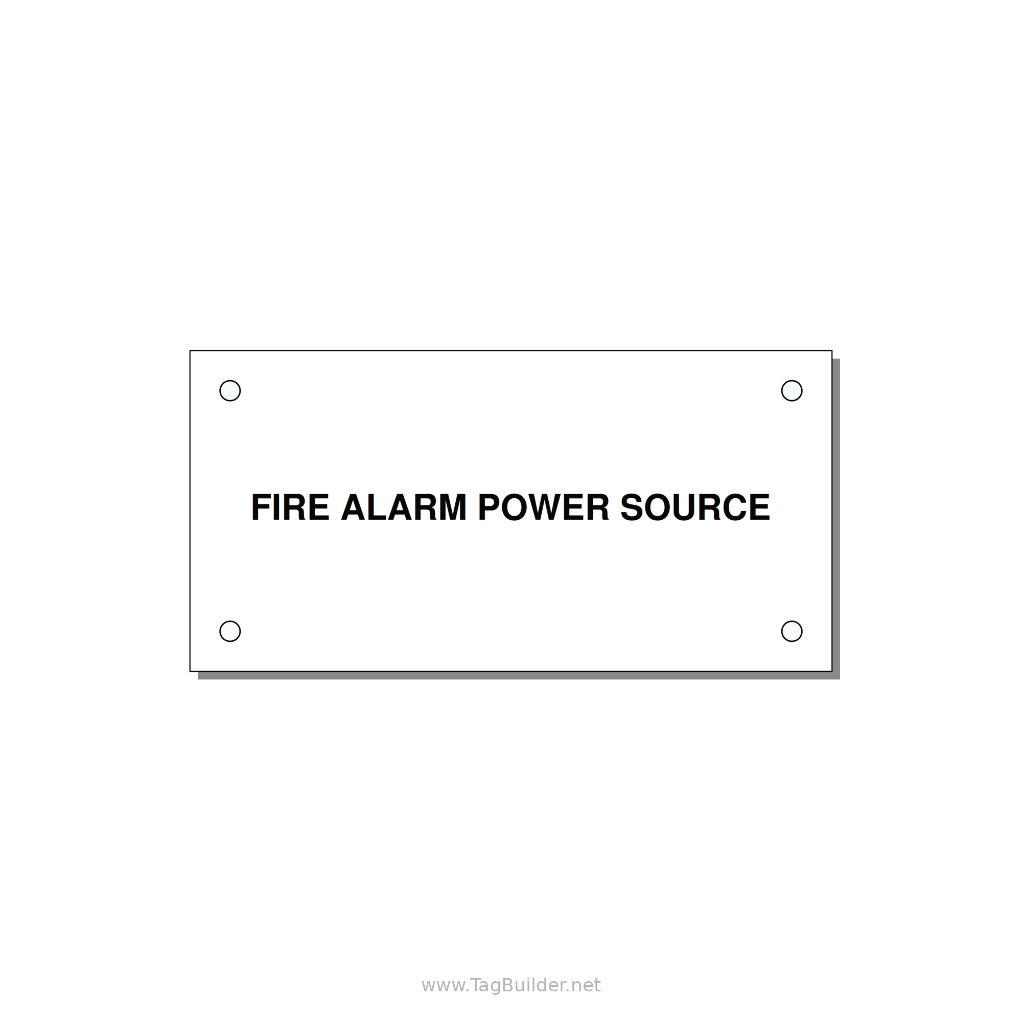 4.0x2.0" Fire Safety Label - FIRE ALARM POWER SOURCE — 4x2" Black on White, Holes
