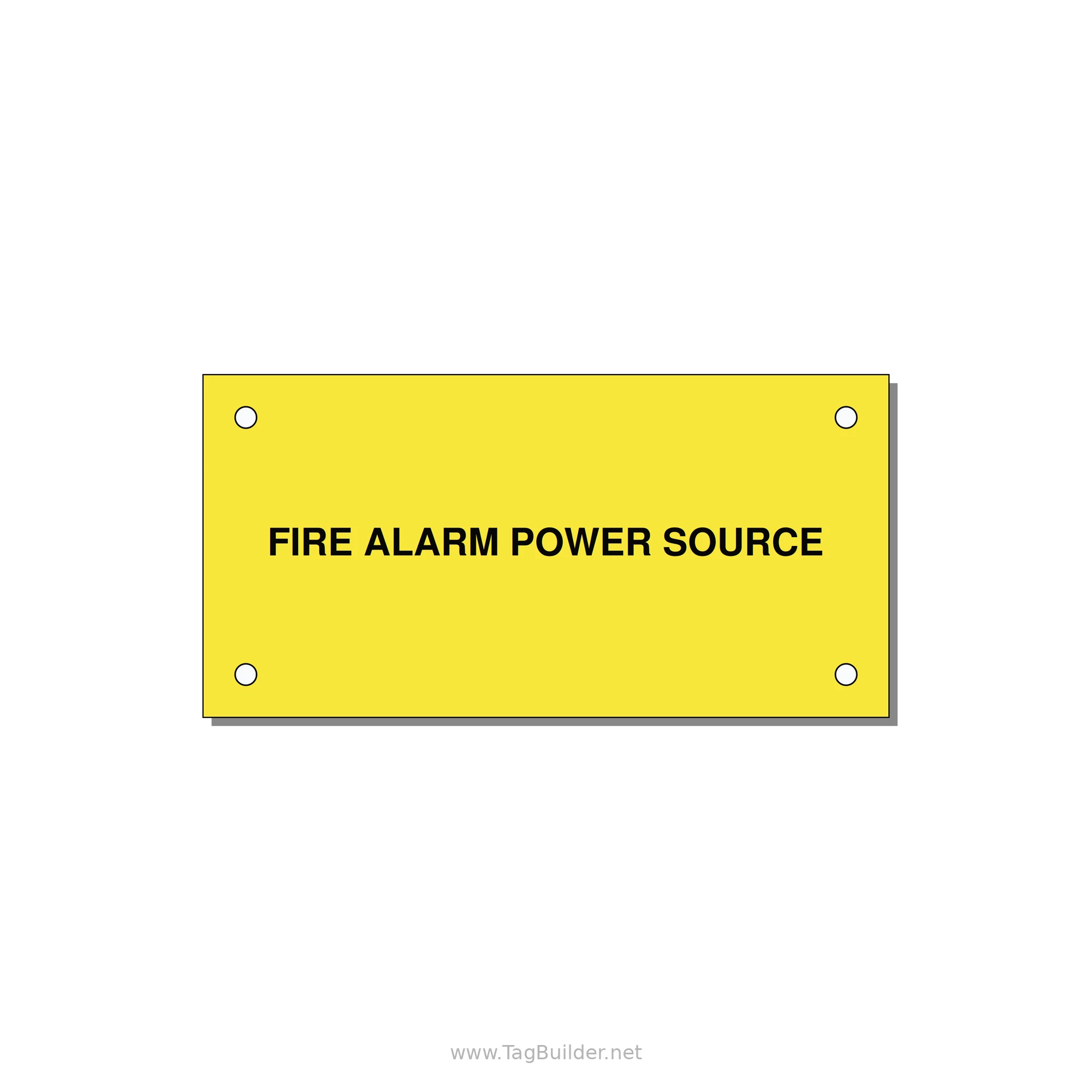 4.0x2.0" Fire Safety Label - FIRE ALARM POWER SOURCE — 4x2" Black on Yellow, Holes
