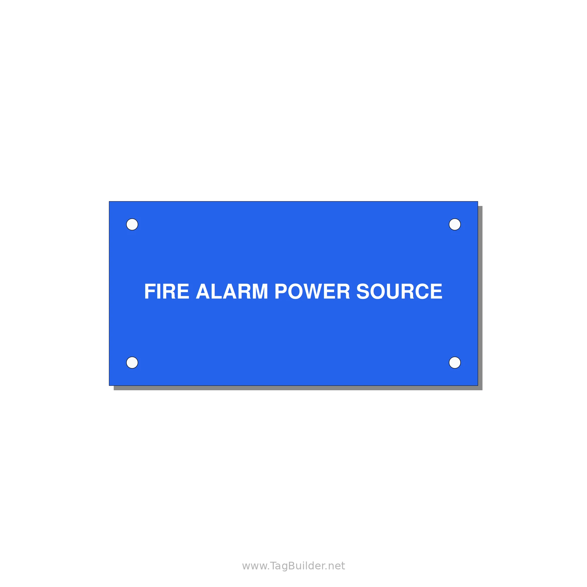 4.0x2.0" Fire Safety Label - FIRE ALARM POWER SOURCE — 4x2" White on Blue, Holes