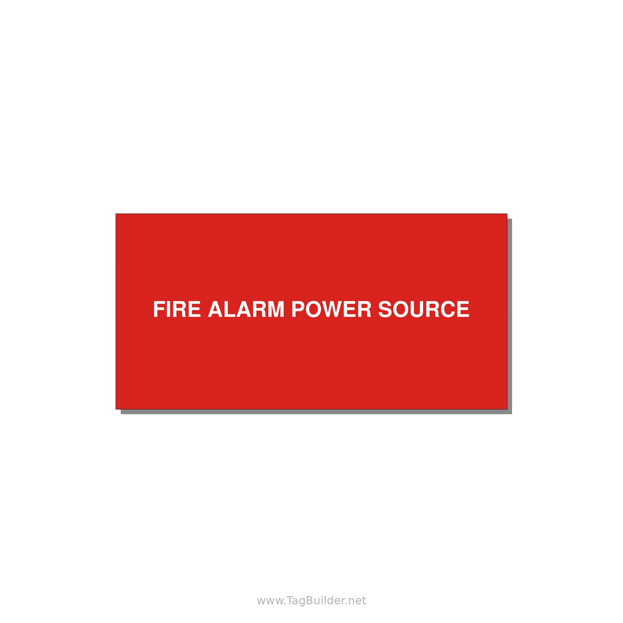 4.0x2.0" Fire Safety Label - FIRE ALARM POWER SOURCE — 4x2" White on Red, Adhesive