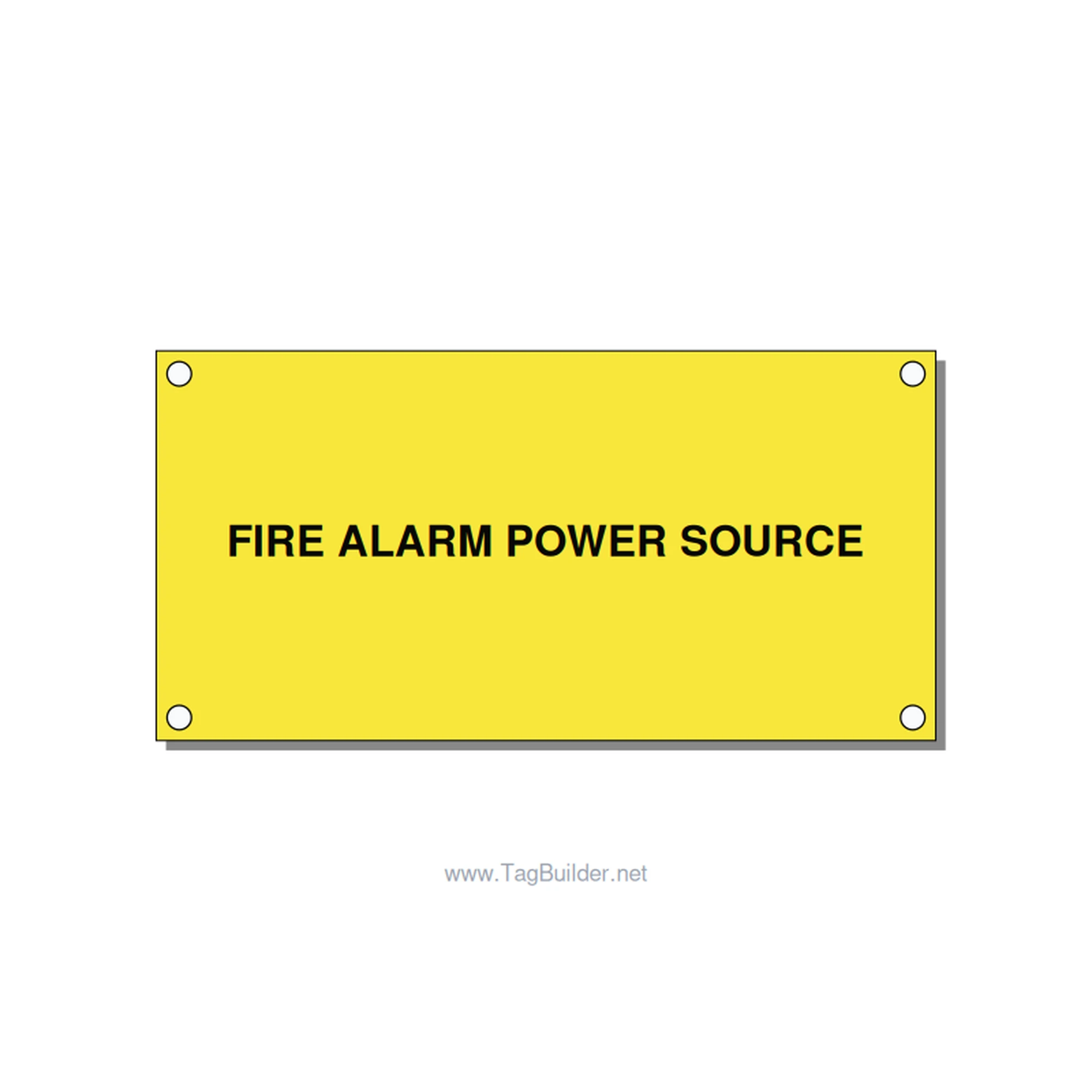 4.0x2.0" Fire Safety Label - FIRE ALARM POWER SOURCE, Black/Yellow, Holes