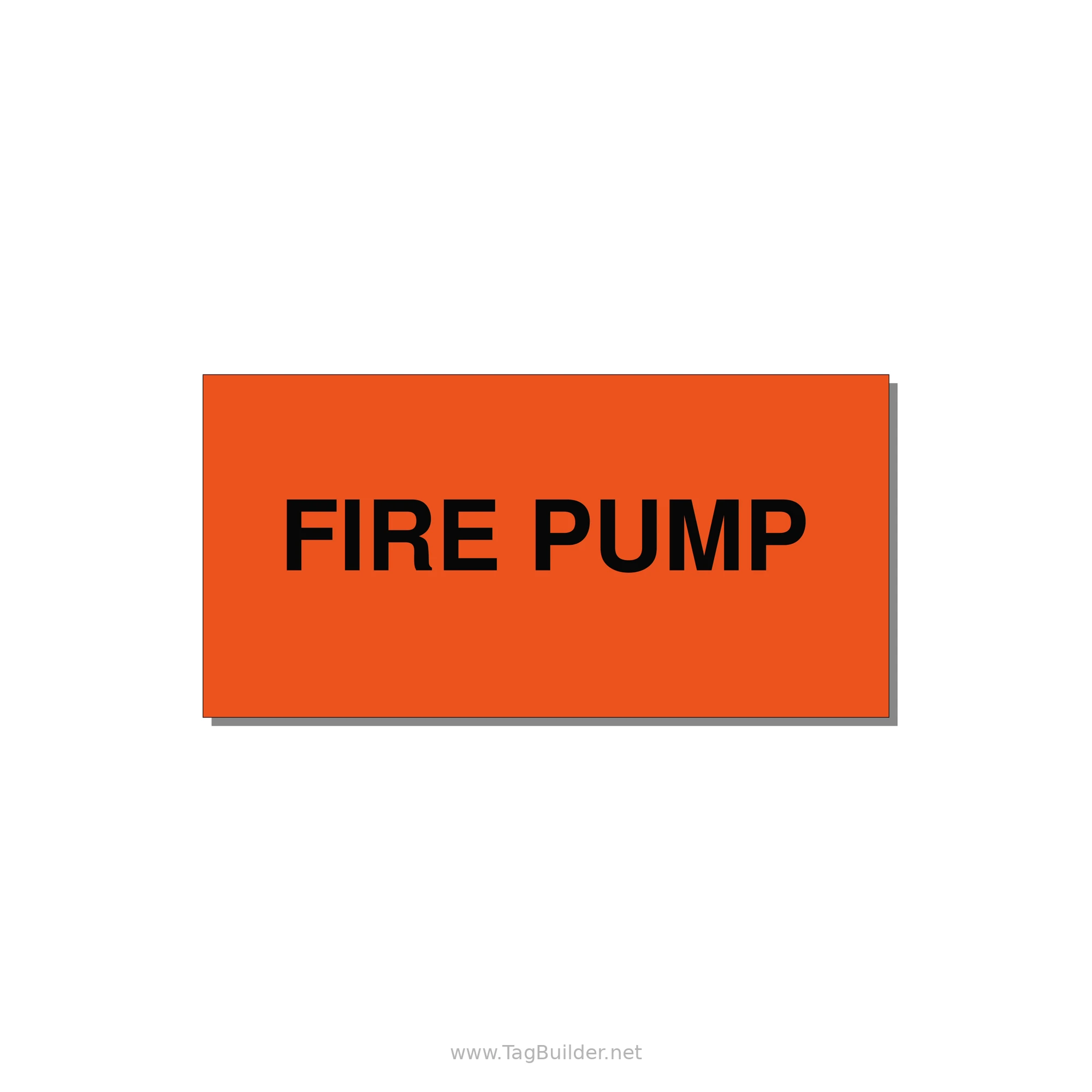 4.0x2.0" Fire Safety Label - FIRE PUMP — 4x2" Black on Orange, Adhesive