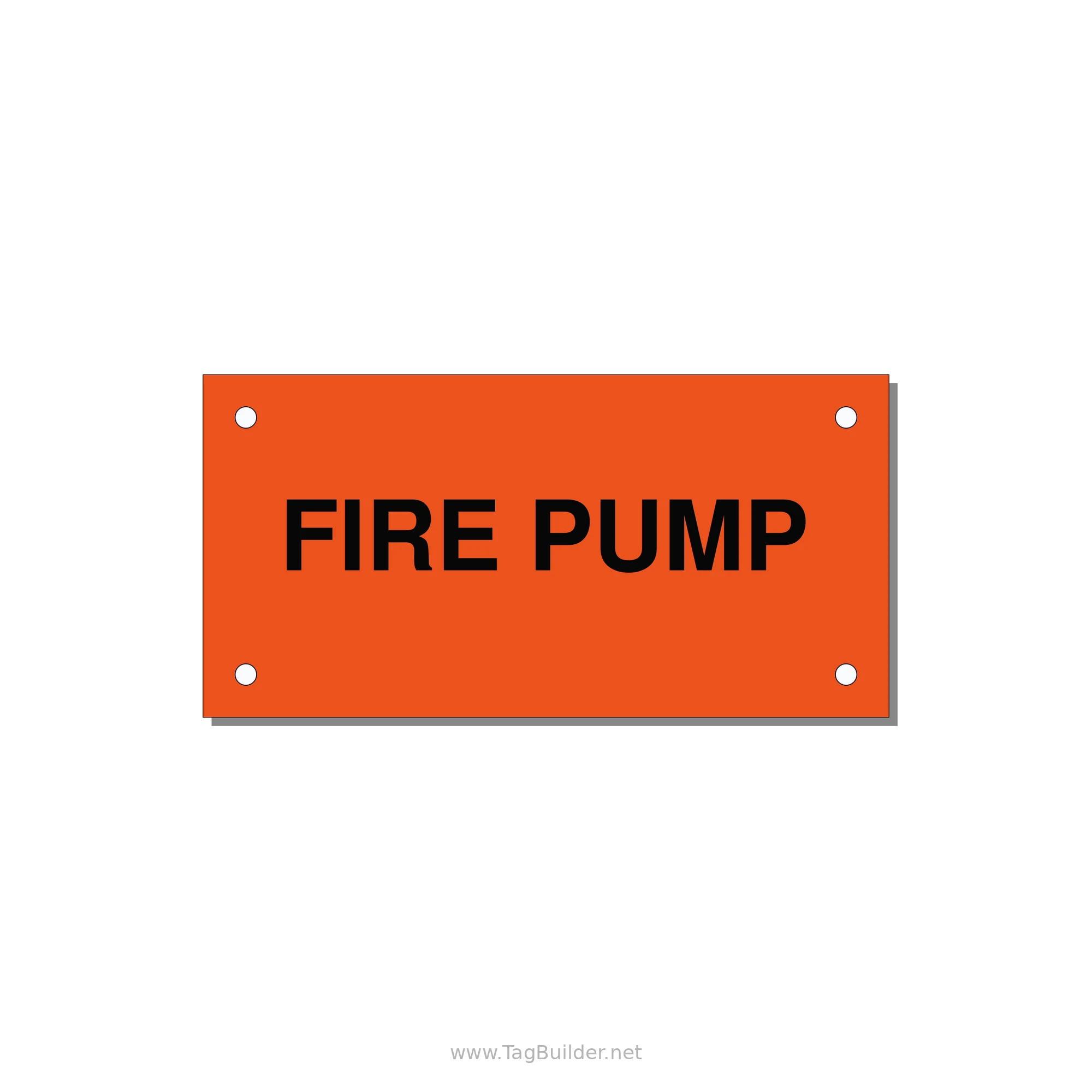 4.0x2.0" Fire Safety Label - FIRE PUMP — 4x2" Black on Orange, Holes