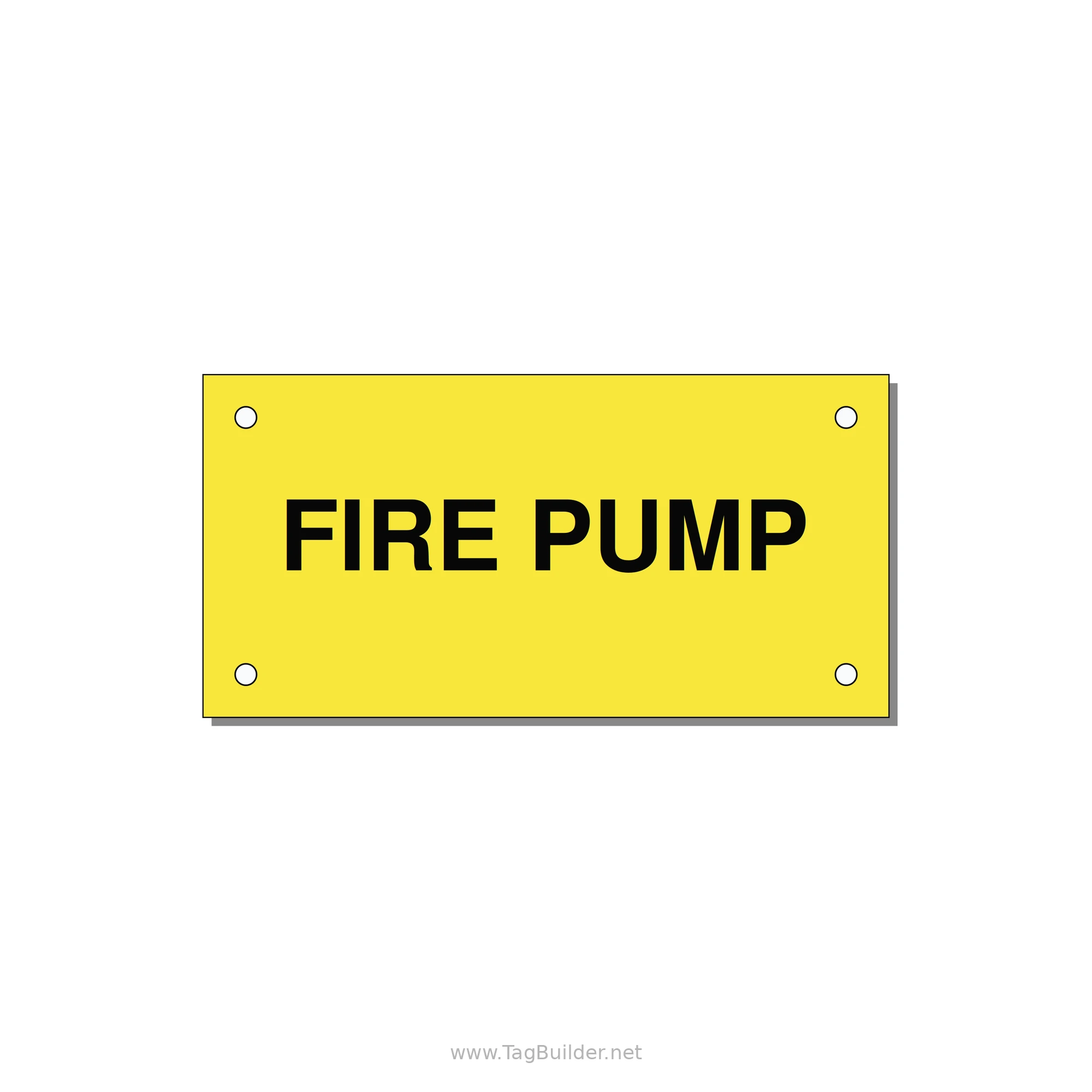 4.0x2.0" Fire Safety Label - FIRE PUMP — 4x2" Black on Yellow, Holes