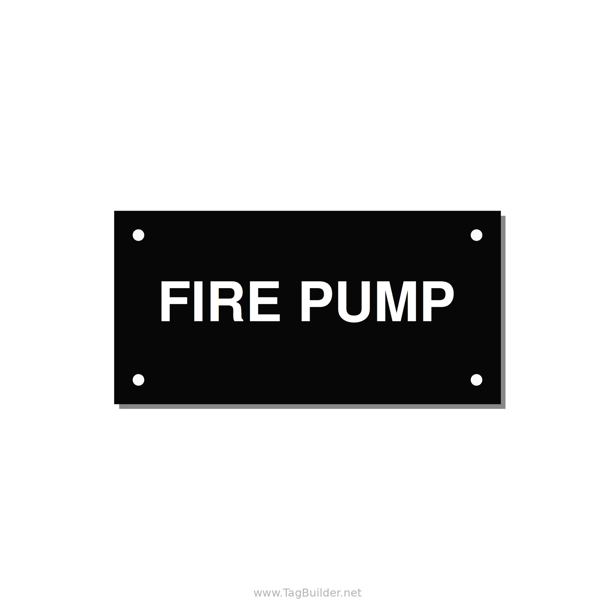 4.0x2.0" Fire Safety Label - FIRE PUMP — 4x2" White on Black, Holes