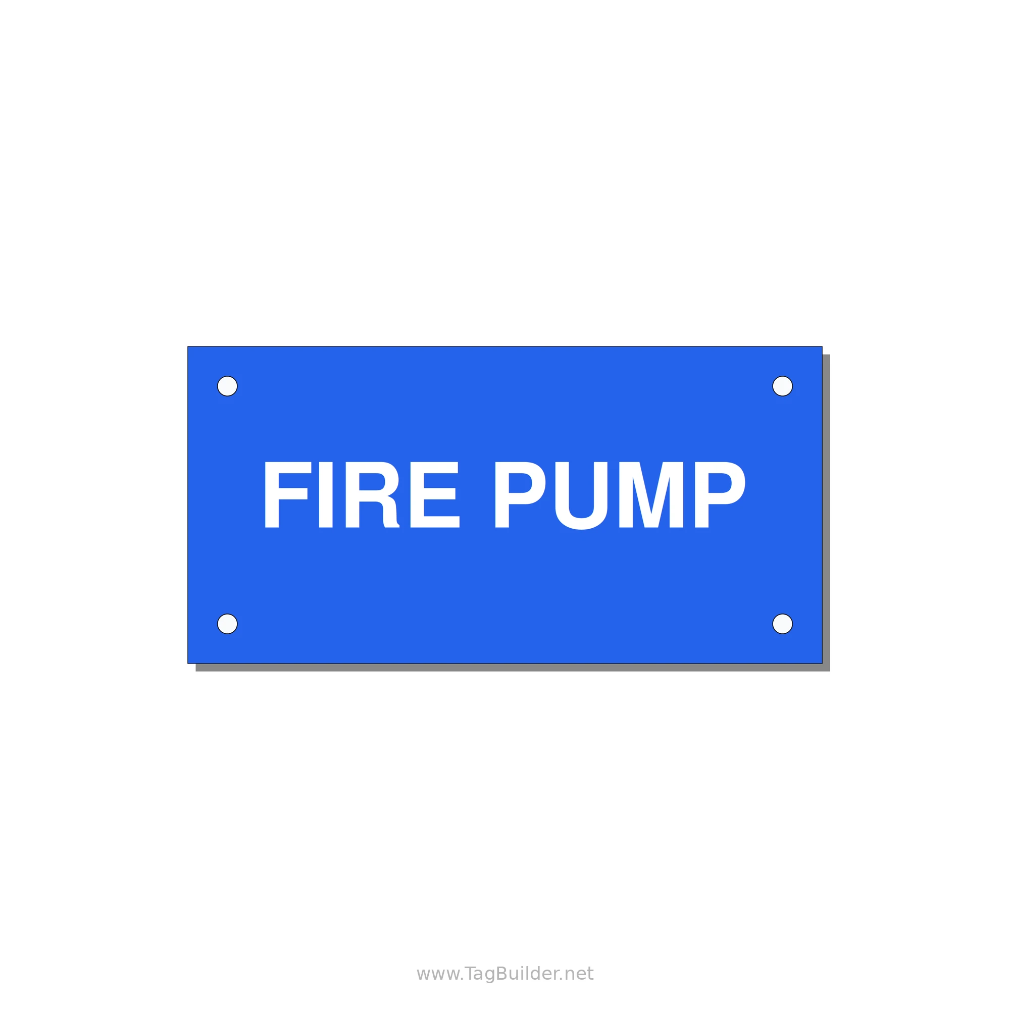 4.0x2.0" Fire Safety Label - FIRE PUMP — 4x2" White on Blue, Holes