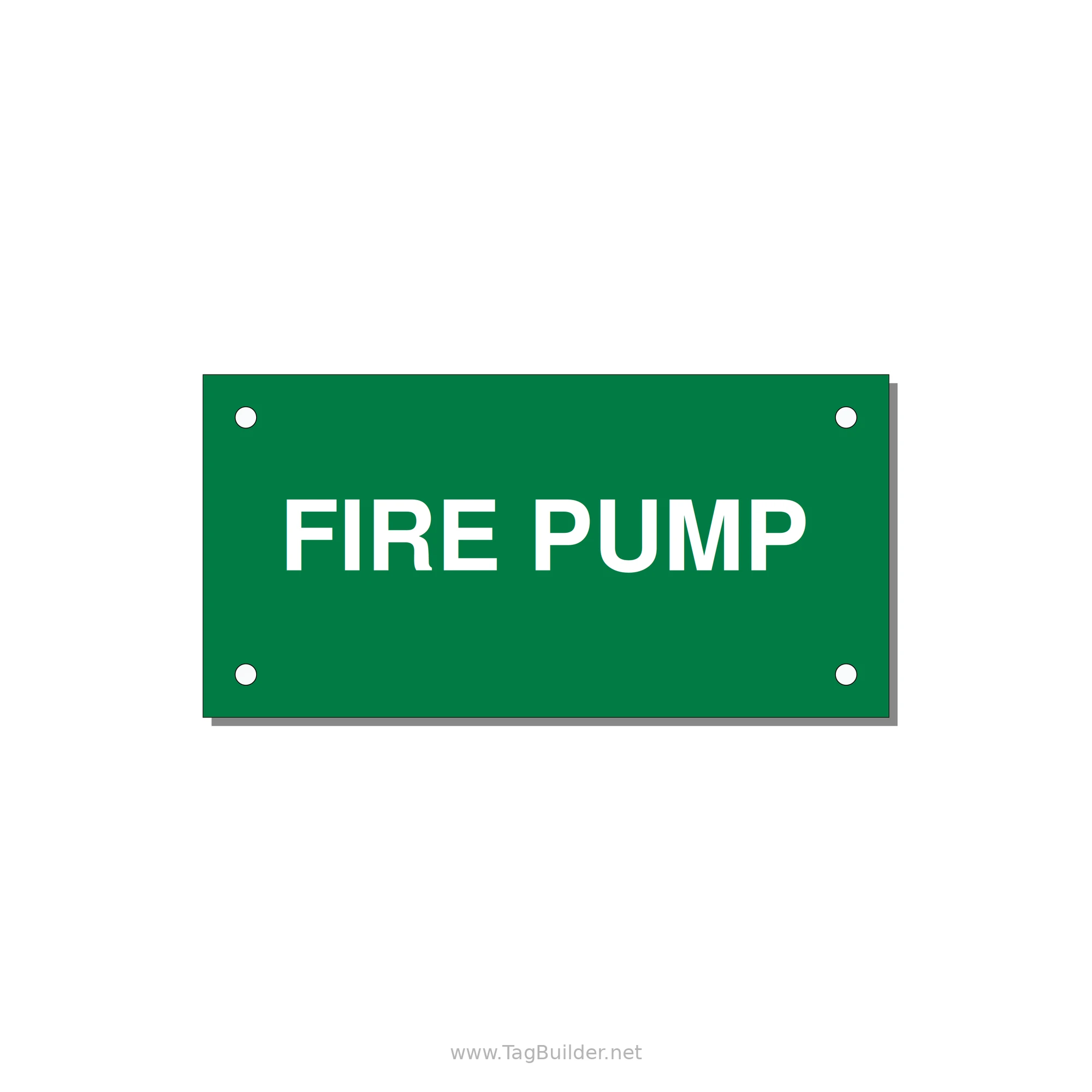 4.0x2.0" Fire Safety Label - FIRE PUMP — 4x2" White on Green, Holes