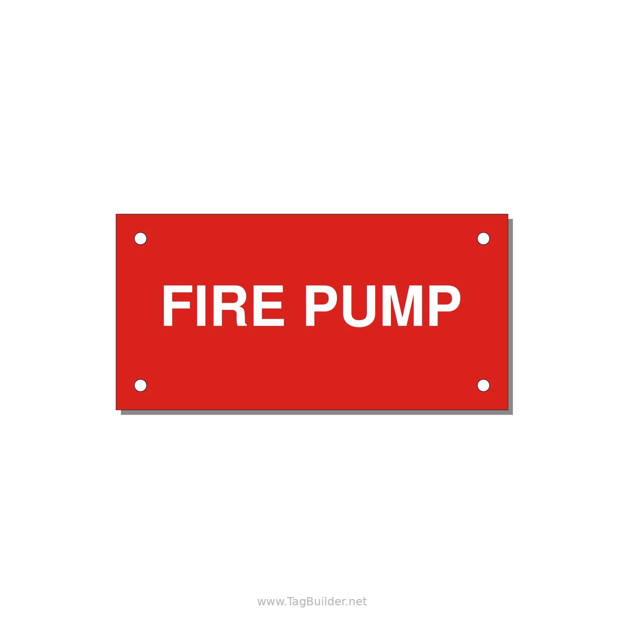 4.0x2.0" Fire Safety Label - FIRE PUMP — 4x2" White on Red, Holes