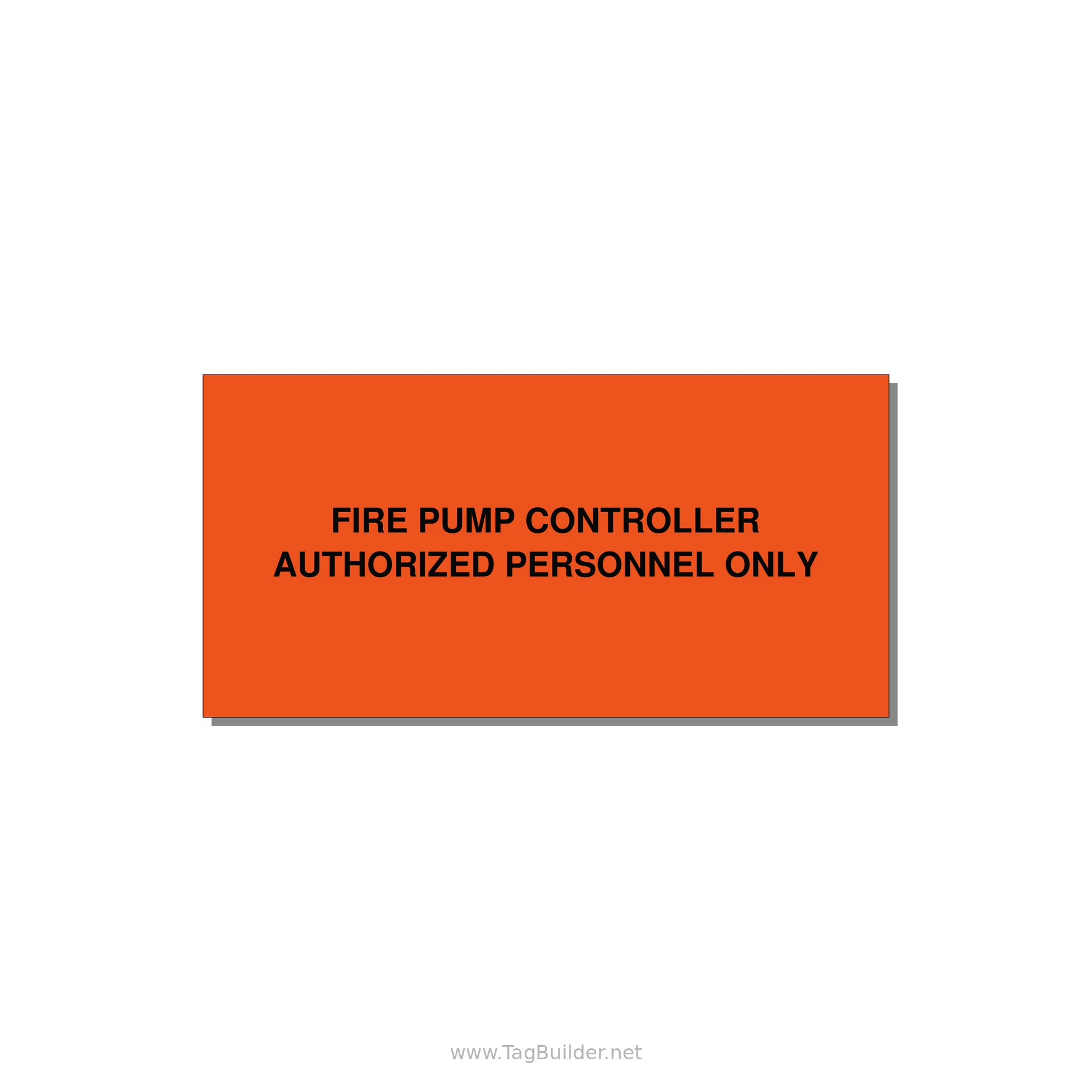 4.0x2.0" Fire Safety Label - FIRE PUMP CONTROLLER AUTH — 4x2" Black on Orange, Adhesive