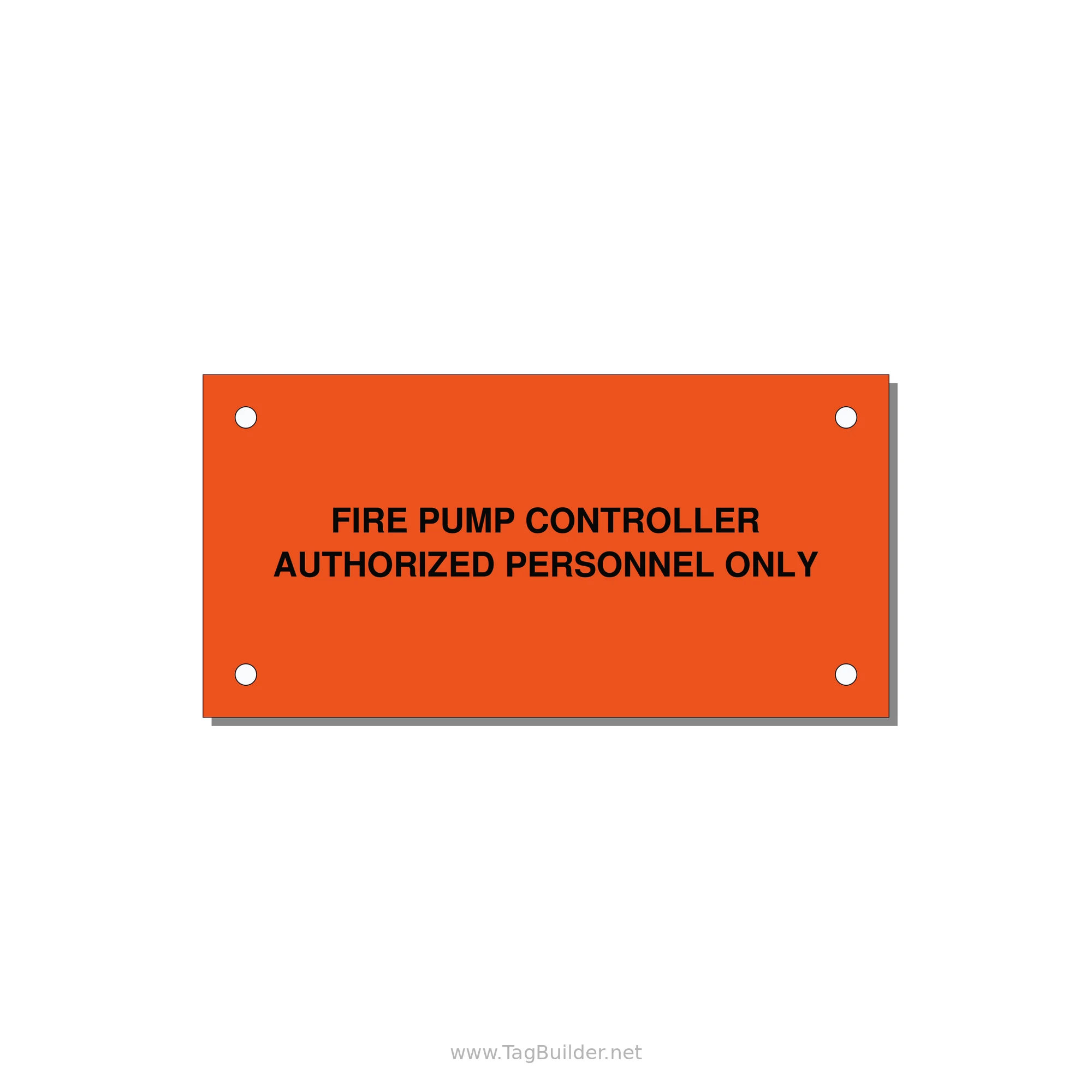 4.0x2.0" Fire Safety Label - FIRE PUMP CONTROLLER AUTH — 4x2" Black on Orange, Holes