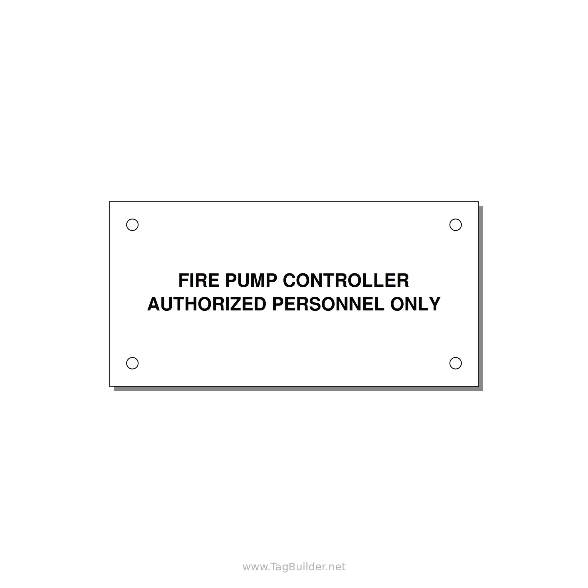 4.0x2.0" Fire Safety Label - FIRE PUMP CONTROLLER AUTH — 4x2" Black on White, Holes