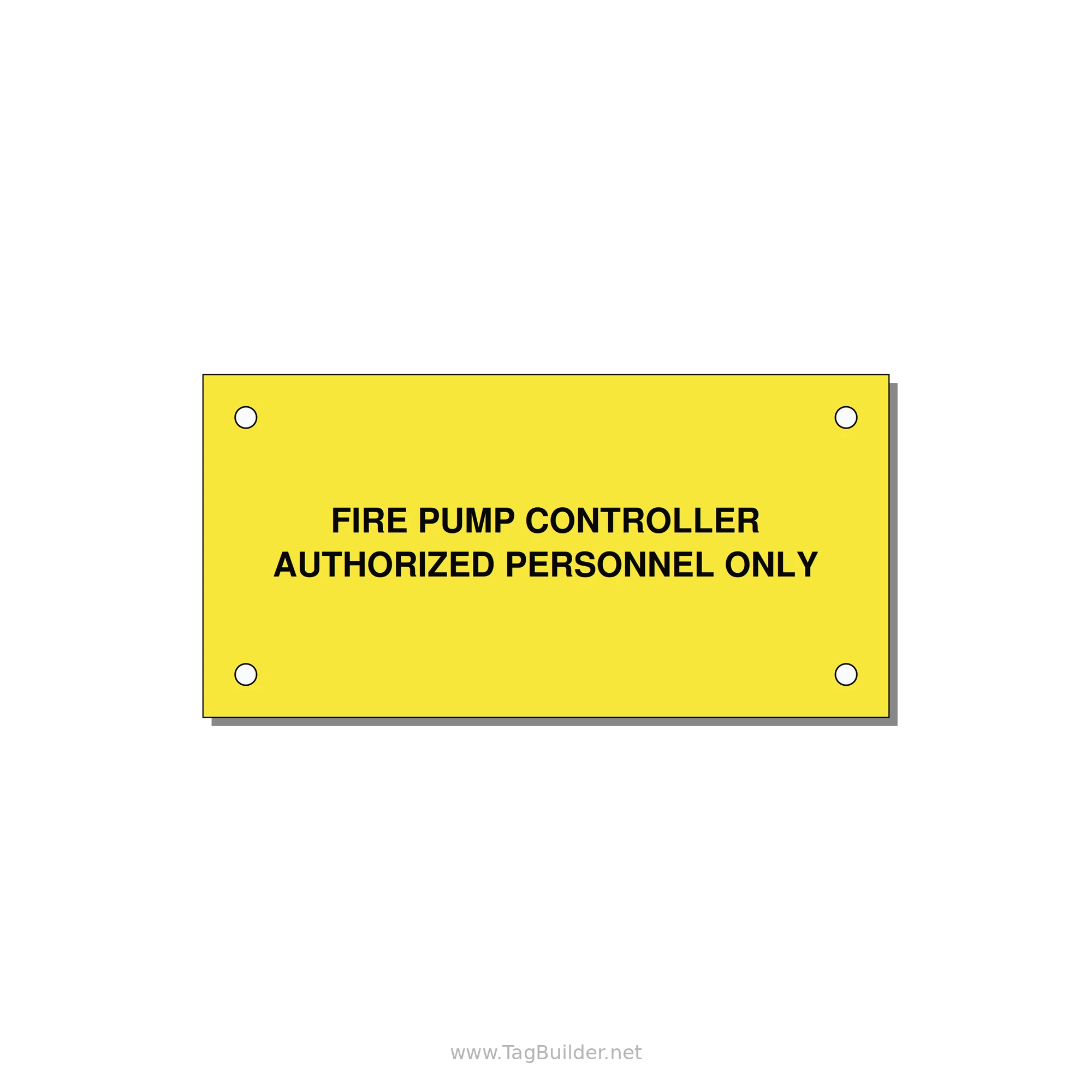 4.0x2.0" Fire Safety Label - FIRE PUMP CONTROLLER AUTH — 4x2" Black on Yellow, Holes