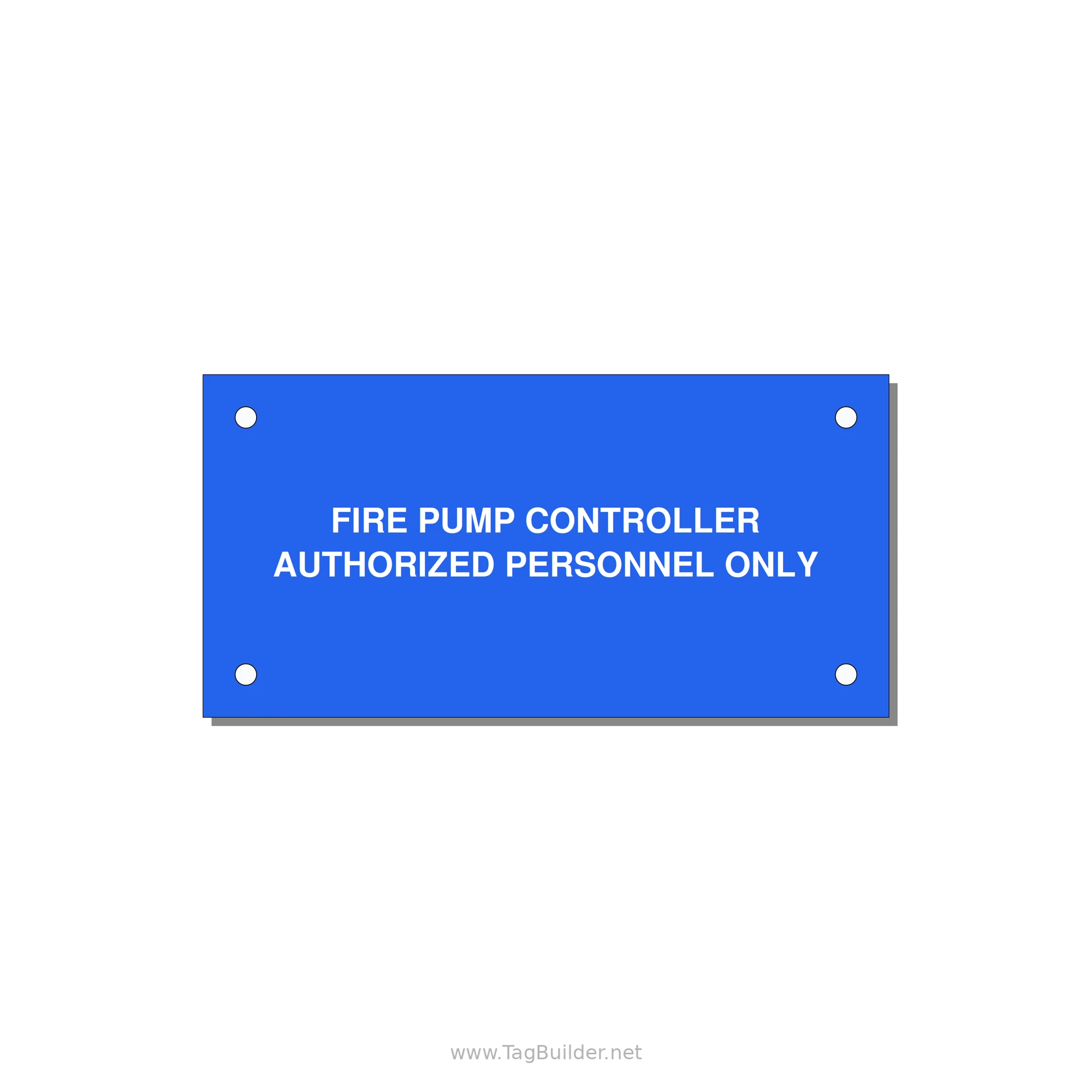 4.0x2.0" Fire Safety Label - FIRE PUMP CONTROLLER AUTH — 4x2" White on Blue, Holes