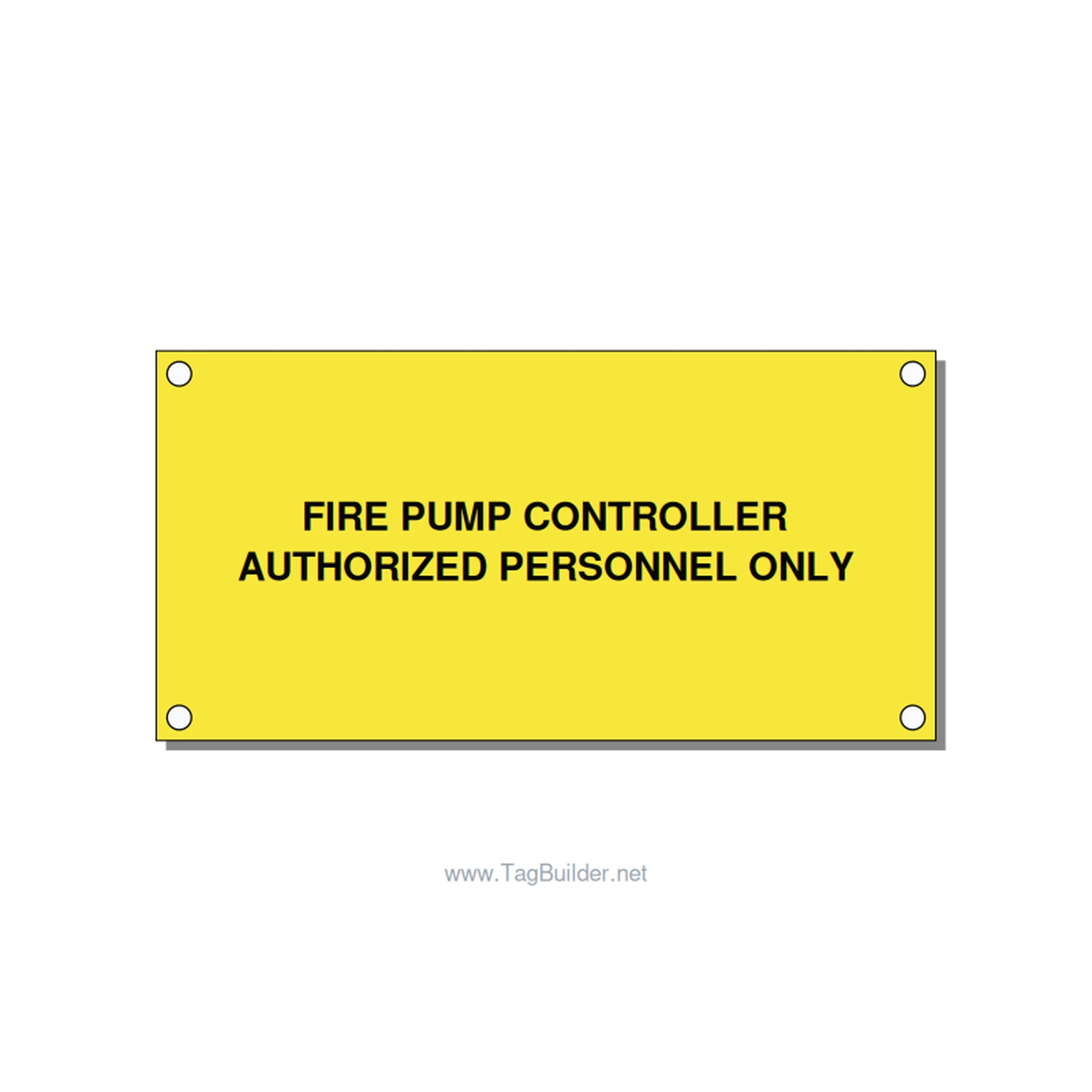 4.0x2.0" Fire Safety Label - FIRE PUMP CONTROLLER AUTH, Black/Yellow, Holes
