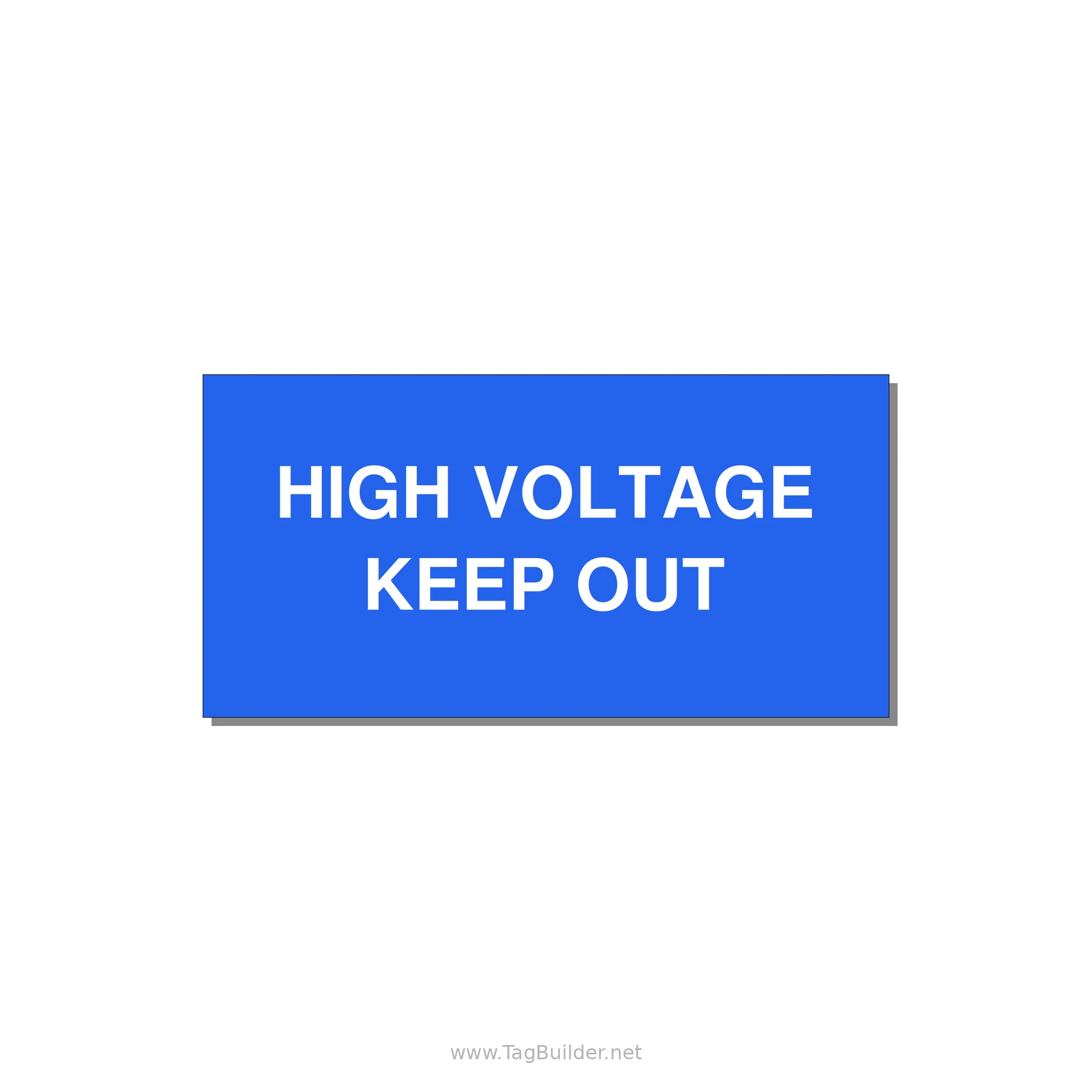 4.0x2.0" High Voltage Warning Sign - HIGH VOLTAGE KEEP OUT — 4x2" White on Blue, Adhesive